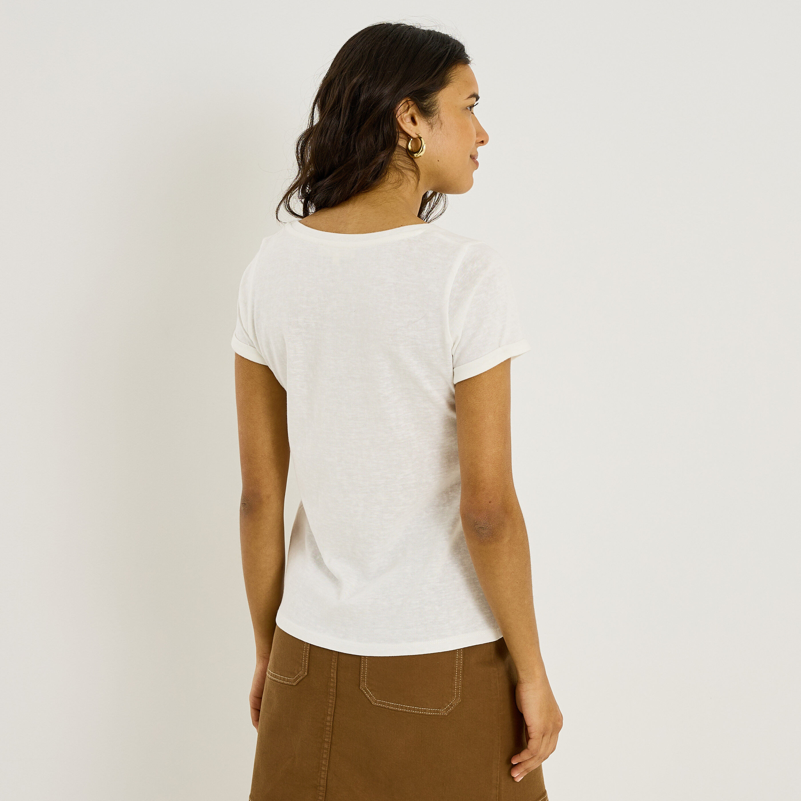 T-shirt col rond imprim&eacute; tigre femme