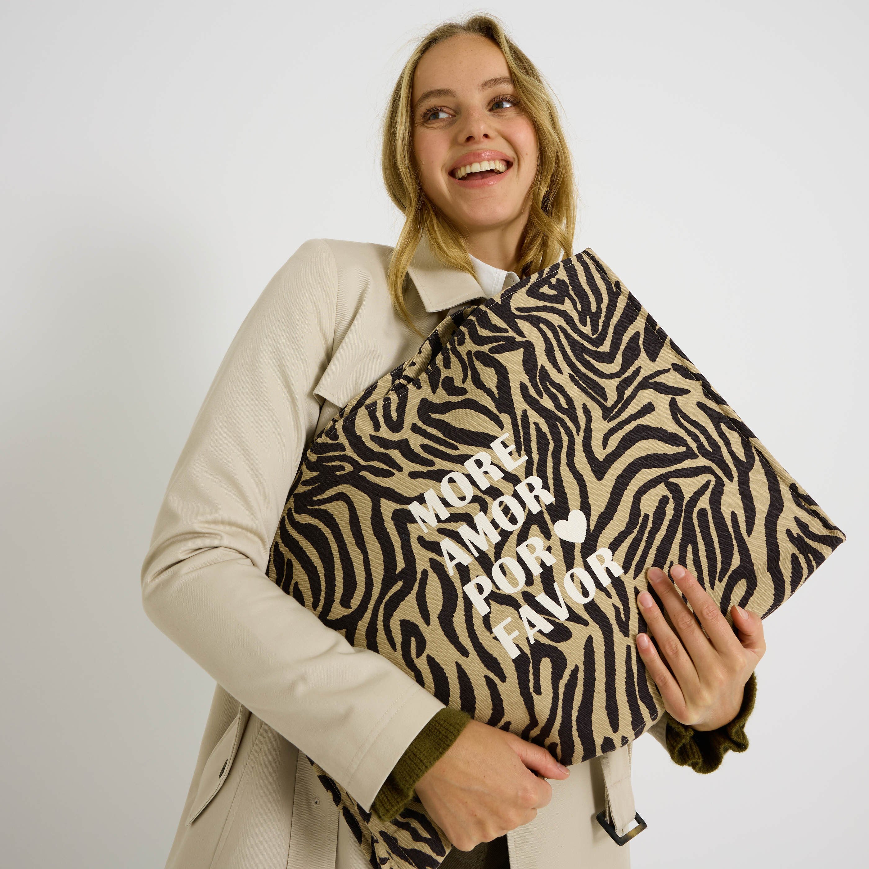 Tote bag imprim&eacute; z&eacute;br&eacute; &agrave; message femme