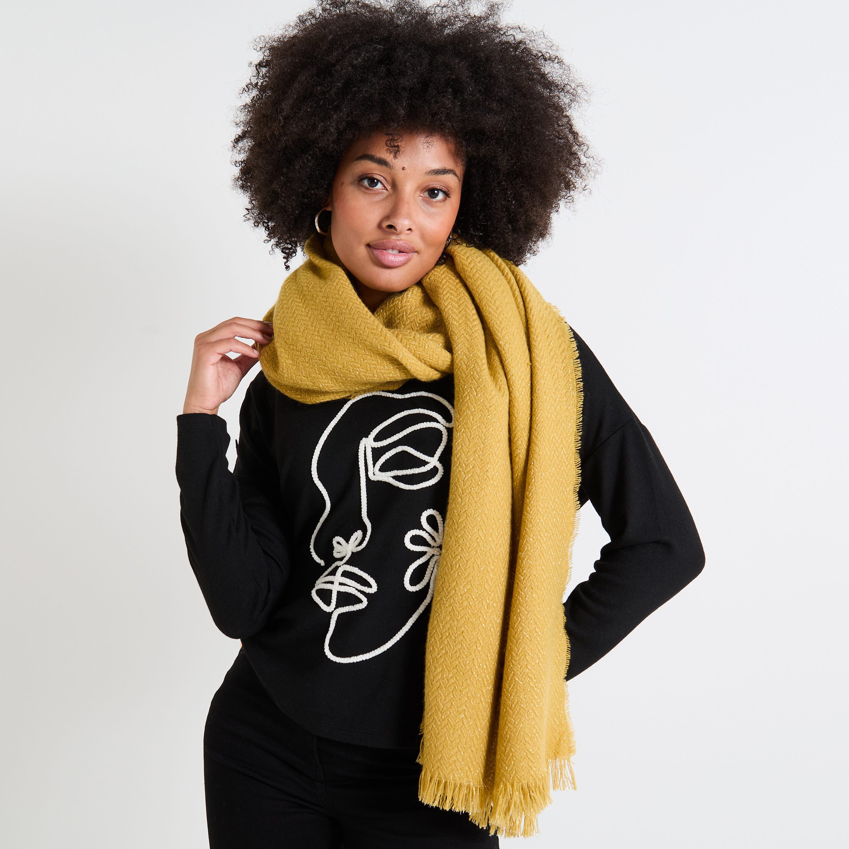 Echarpe unie brillante femme