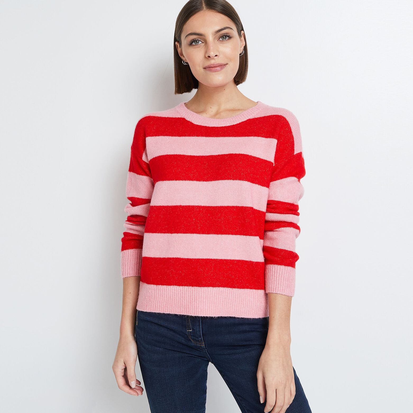 Pull Col rond à Rayures femme