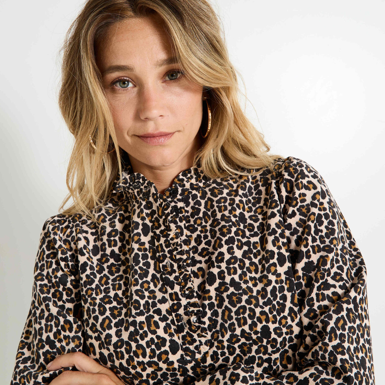 Blouse en velours imprimé léopard femme