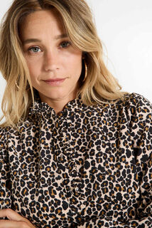 Blouse en velours imprimé léopard femme