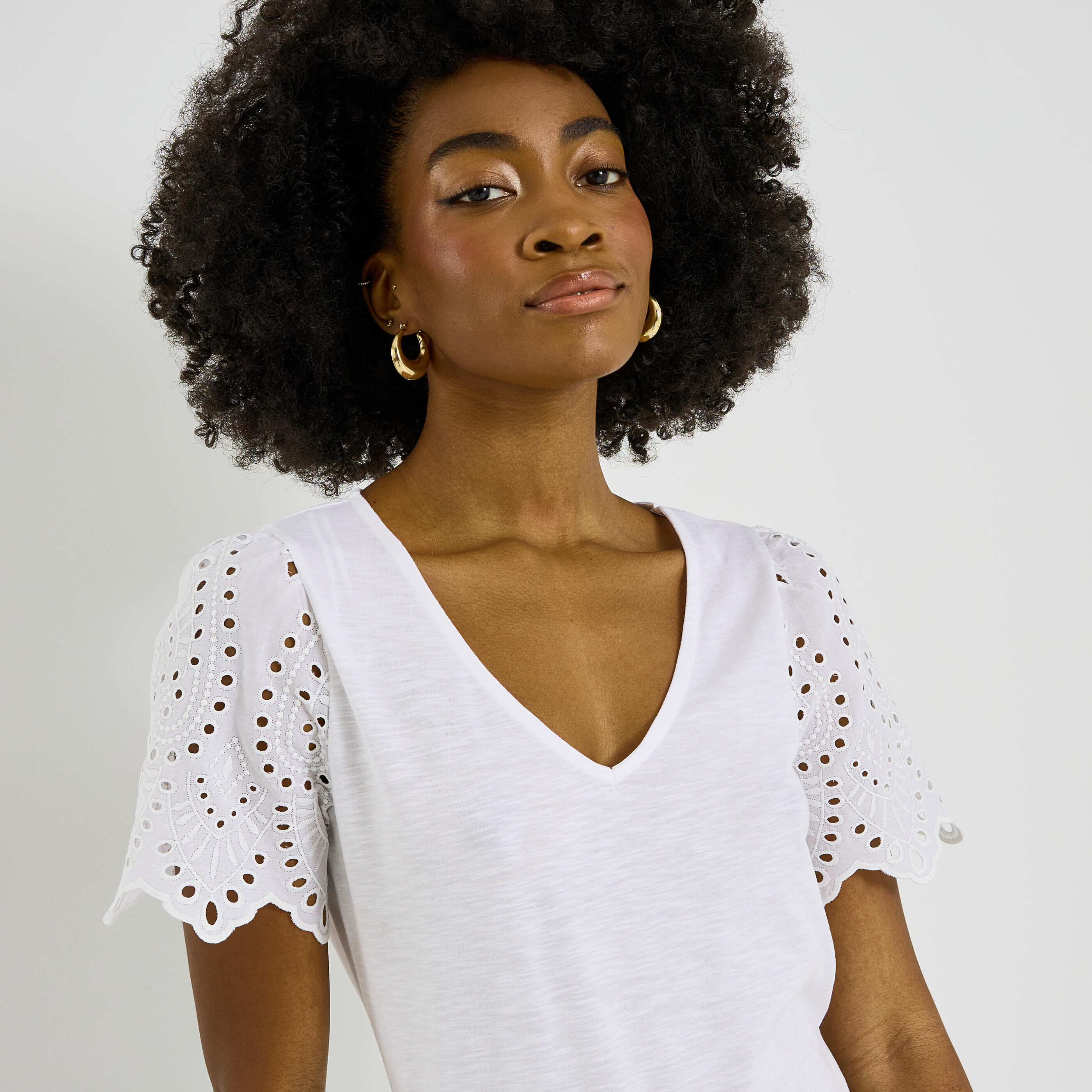 T-shirt manches volant&eacute;es femme