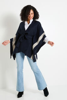Poncho ouvert avec ceinture femme