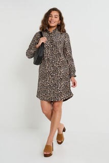 Robe chemise en velours imprimé léopard