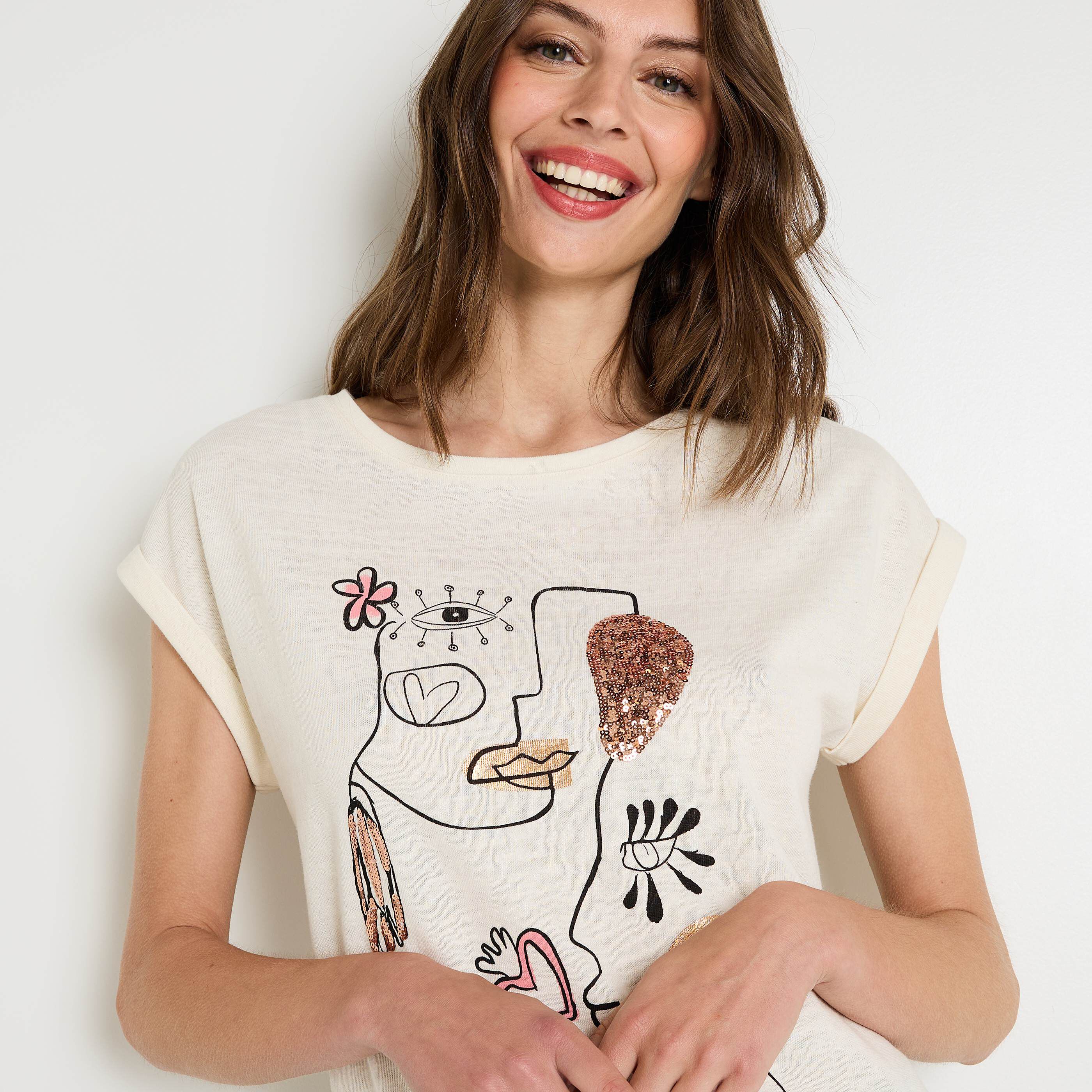 T shirt col rond femme