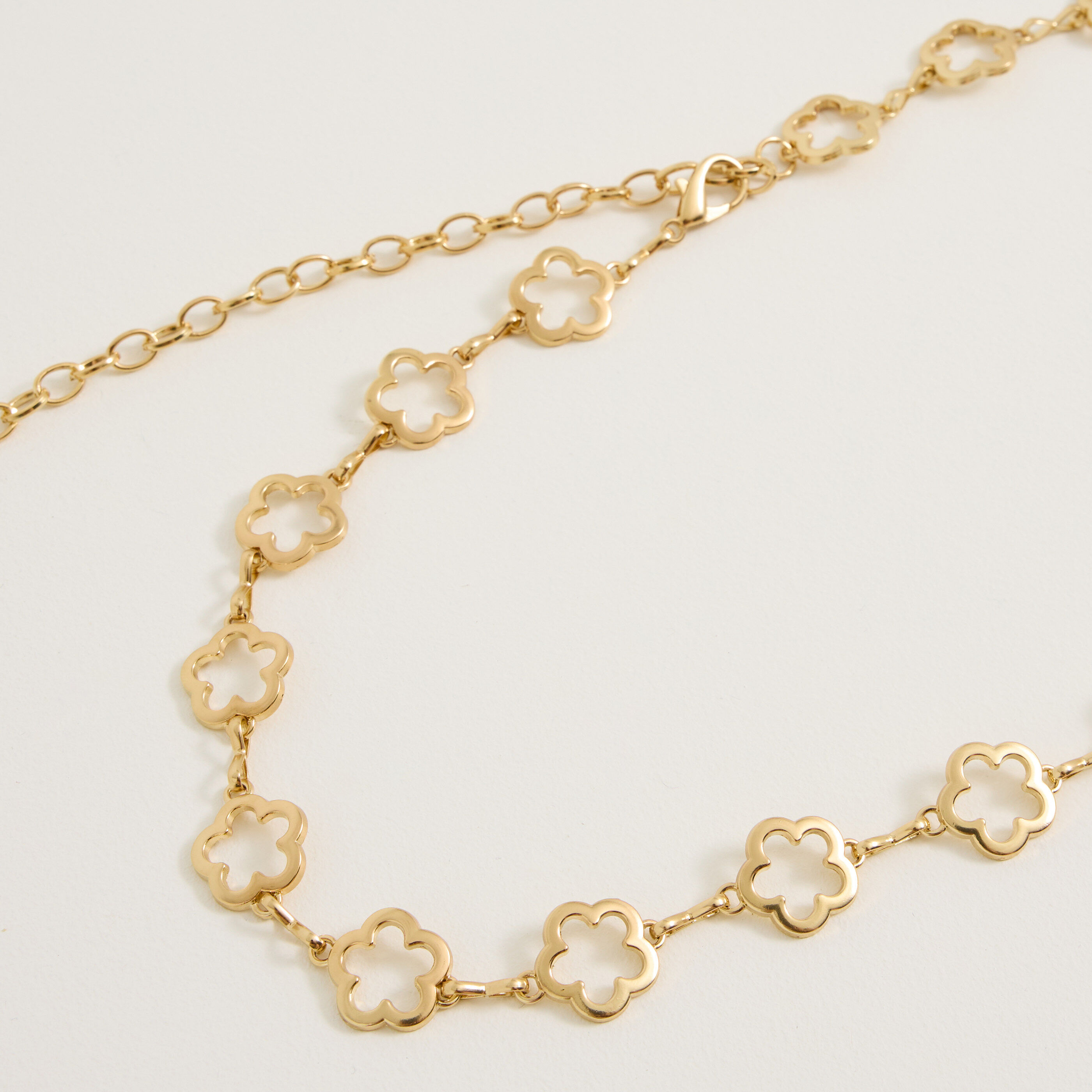 Ceinture fine cha&icirc;ne fleurs femme