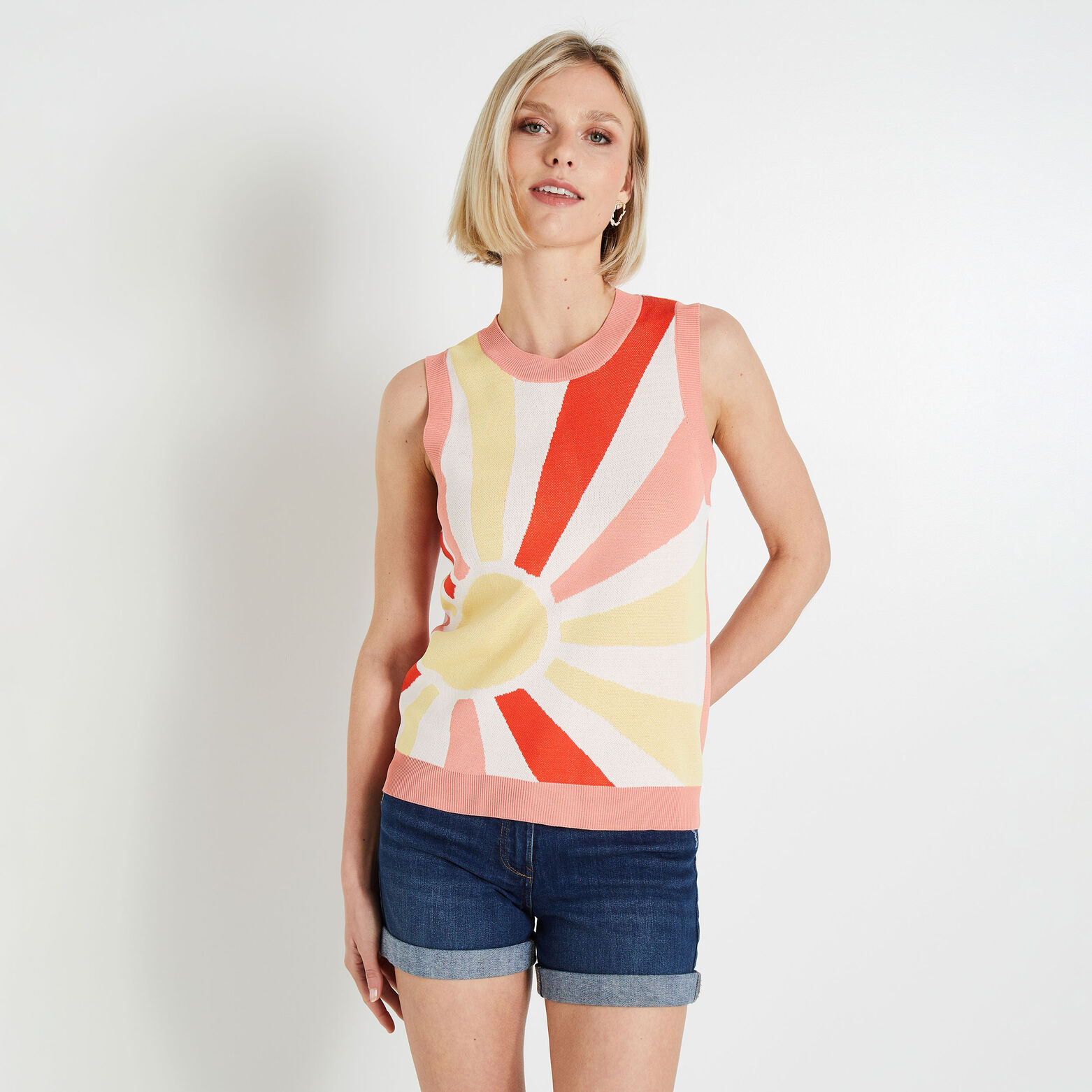Pull sans manches imprimé femme