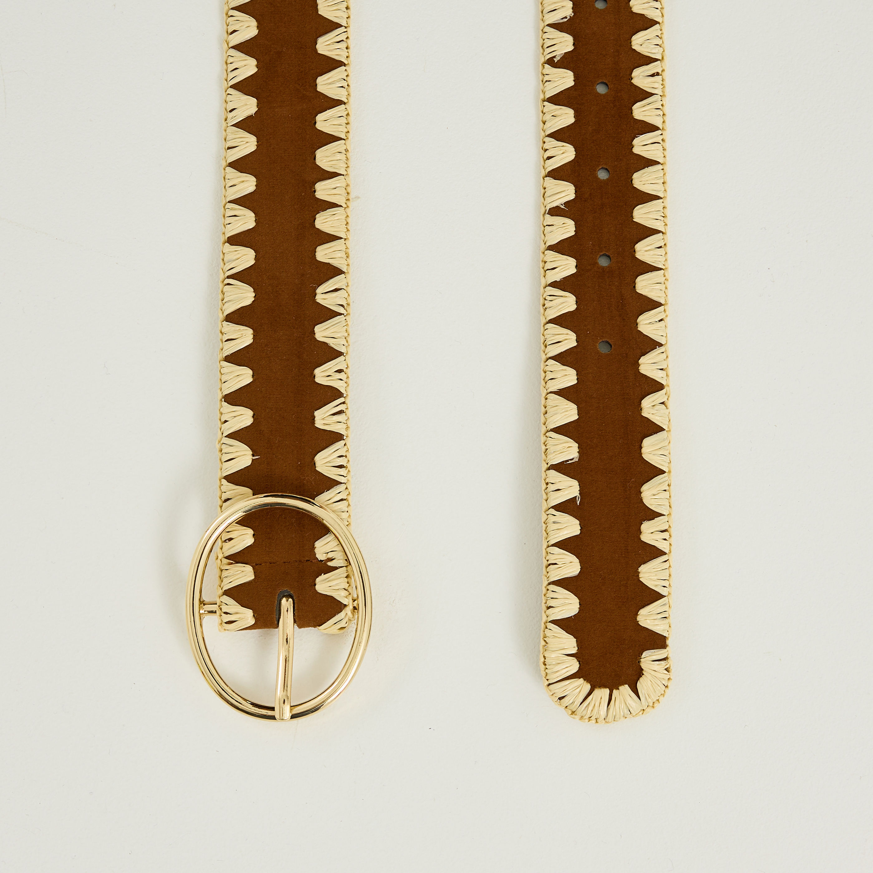 Ceinture brod&eacute;e boucle ovale femme