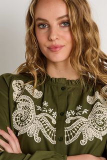 Chemisier broderies contrastées femme