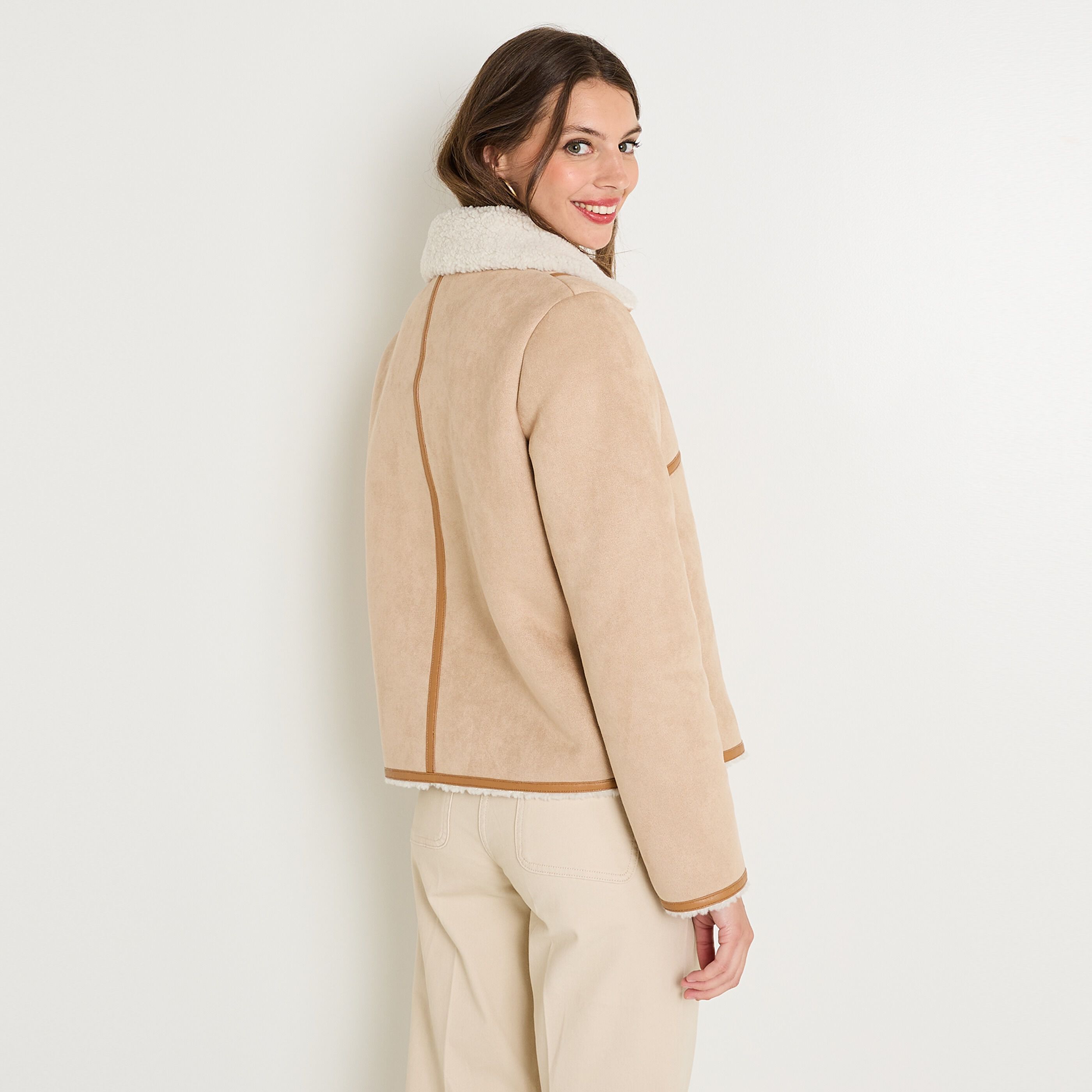 Manteau col montant femme SABLE Graindemalice