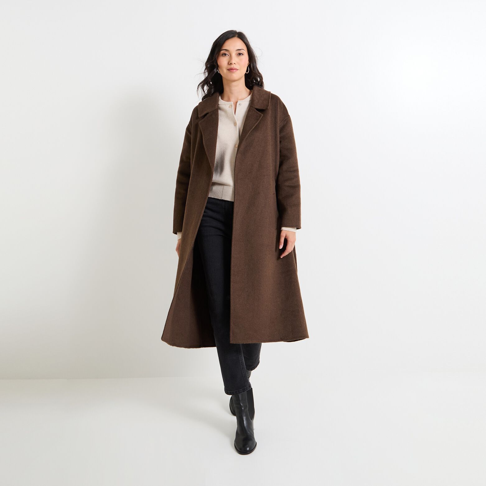 Manteau long à nouer femme