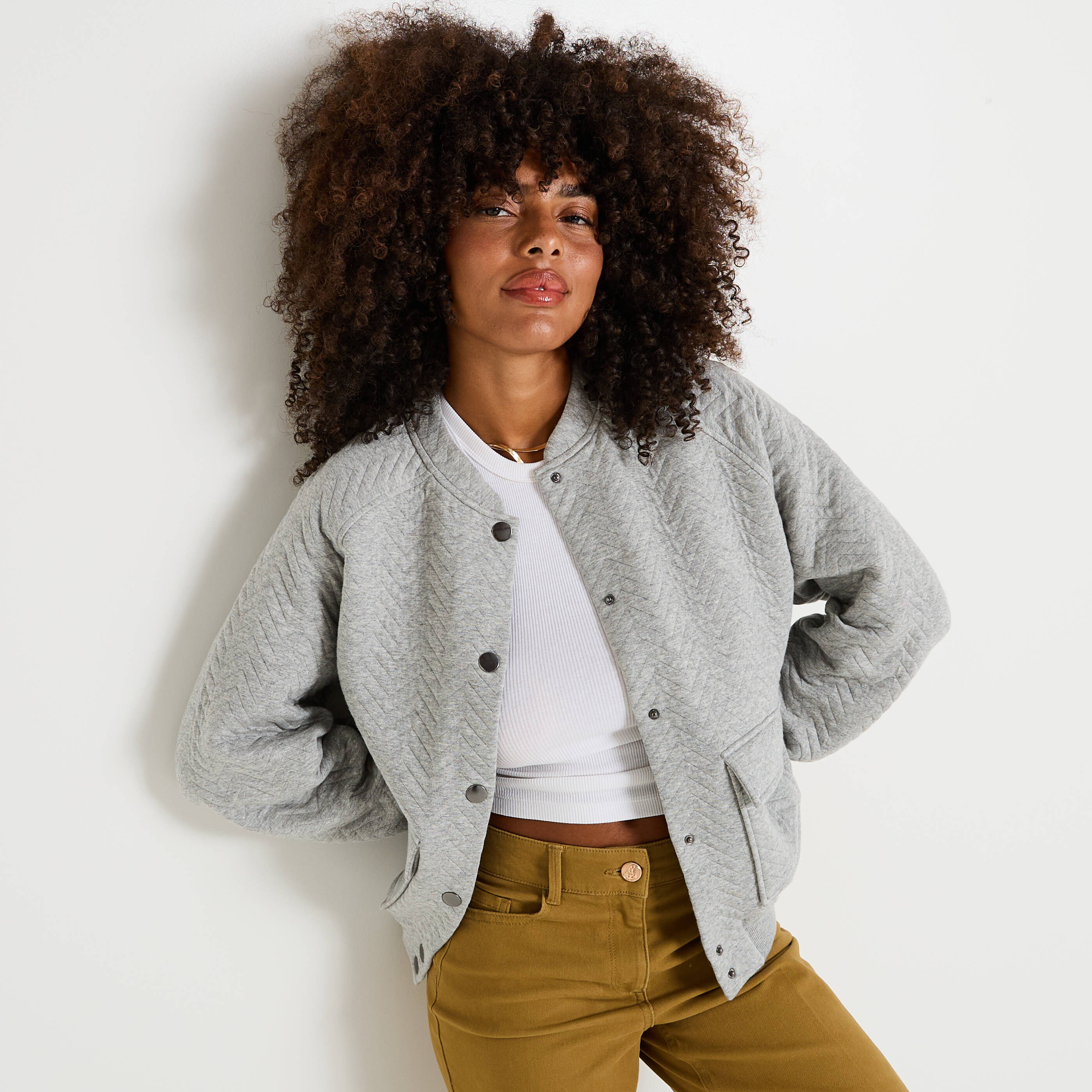 Bomber en maille matelass&eacute;e femme