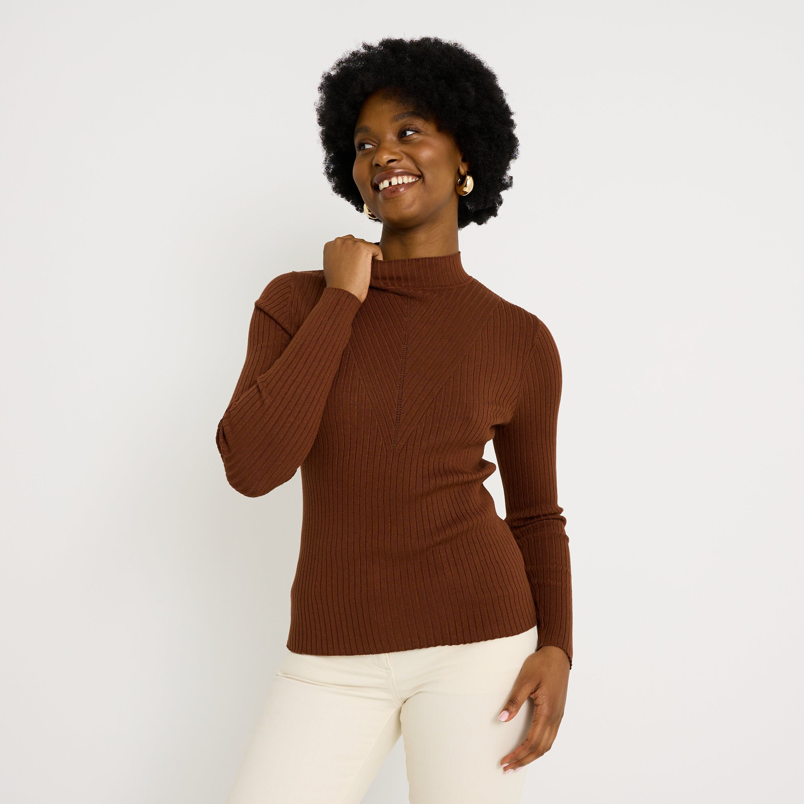 Pull col montant femme