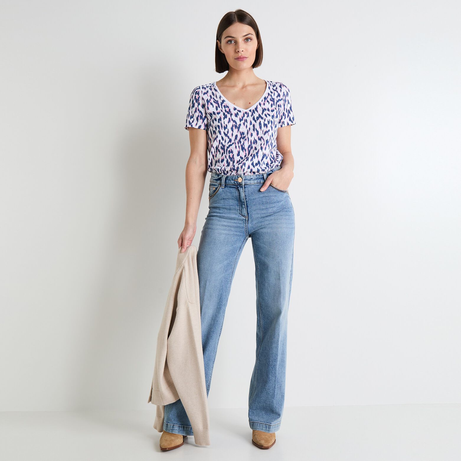 T-shirt col V femme