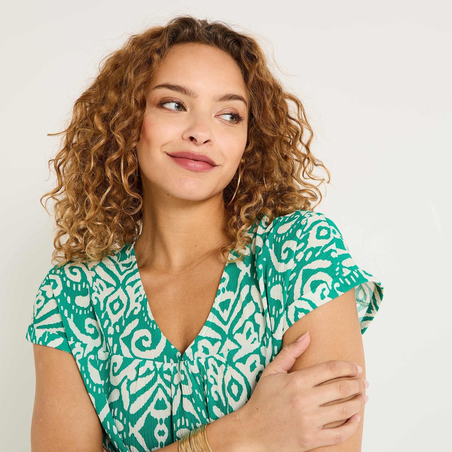 Blouse col V femme
