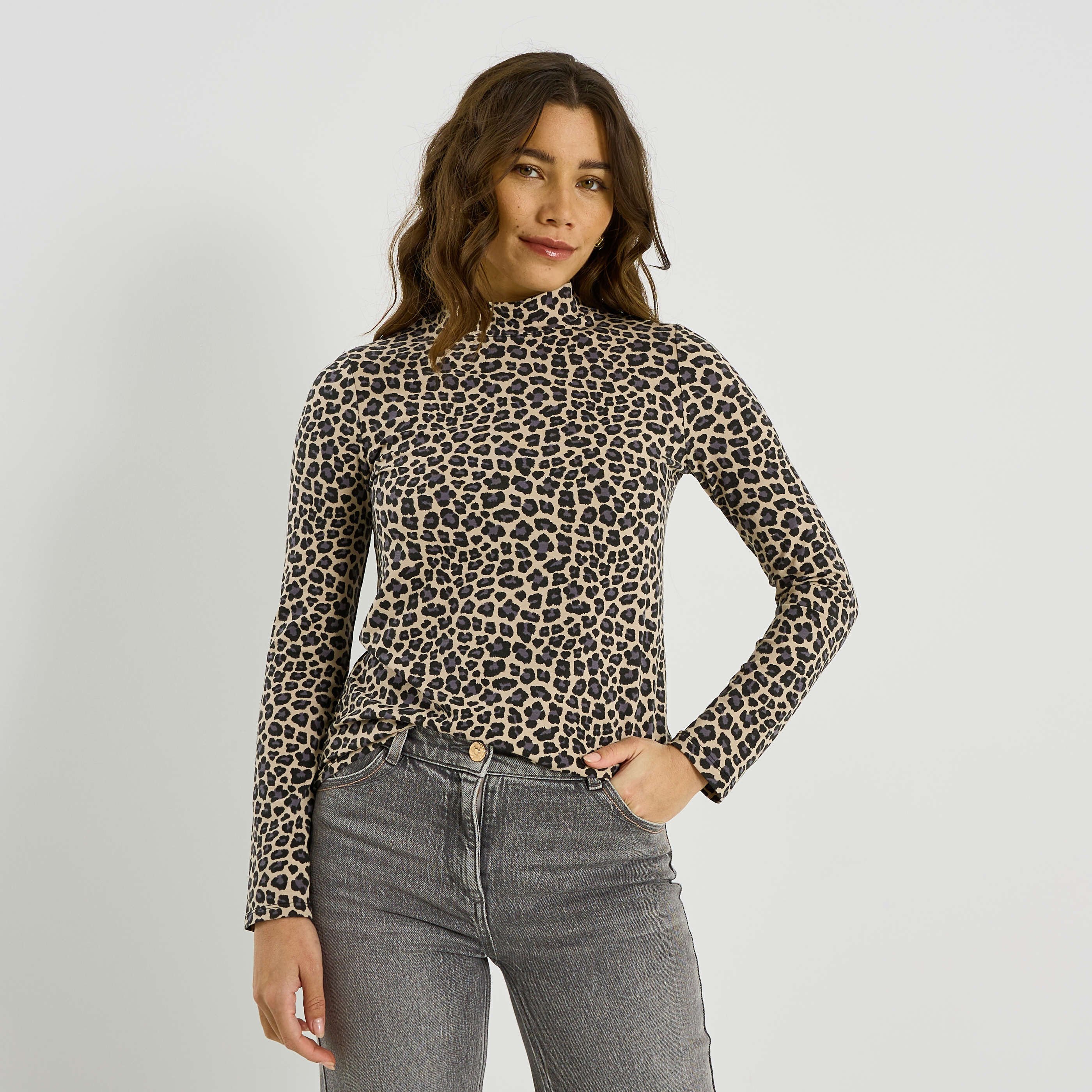 T-shirt imprim&eacute; l&eacute;opard femme