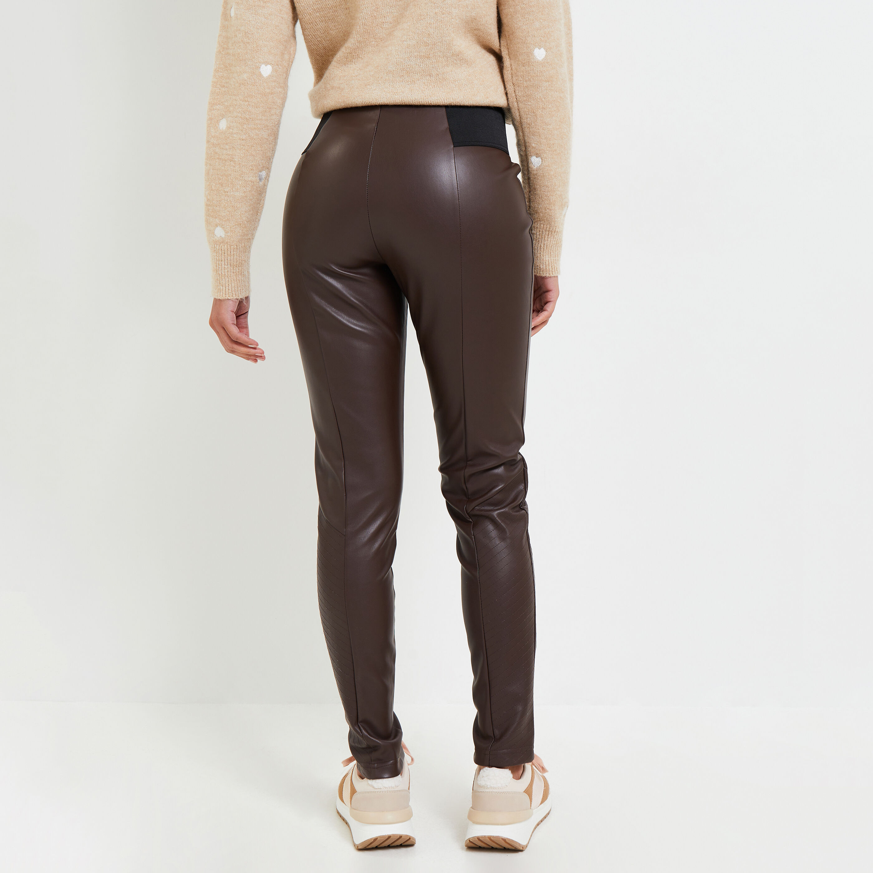 Legging simili cuir marron best sale