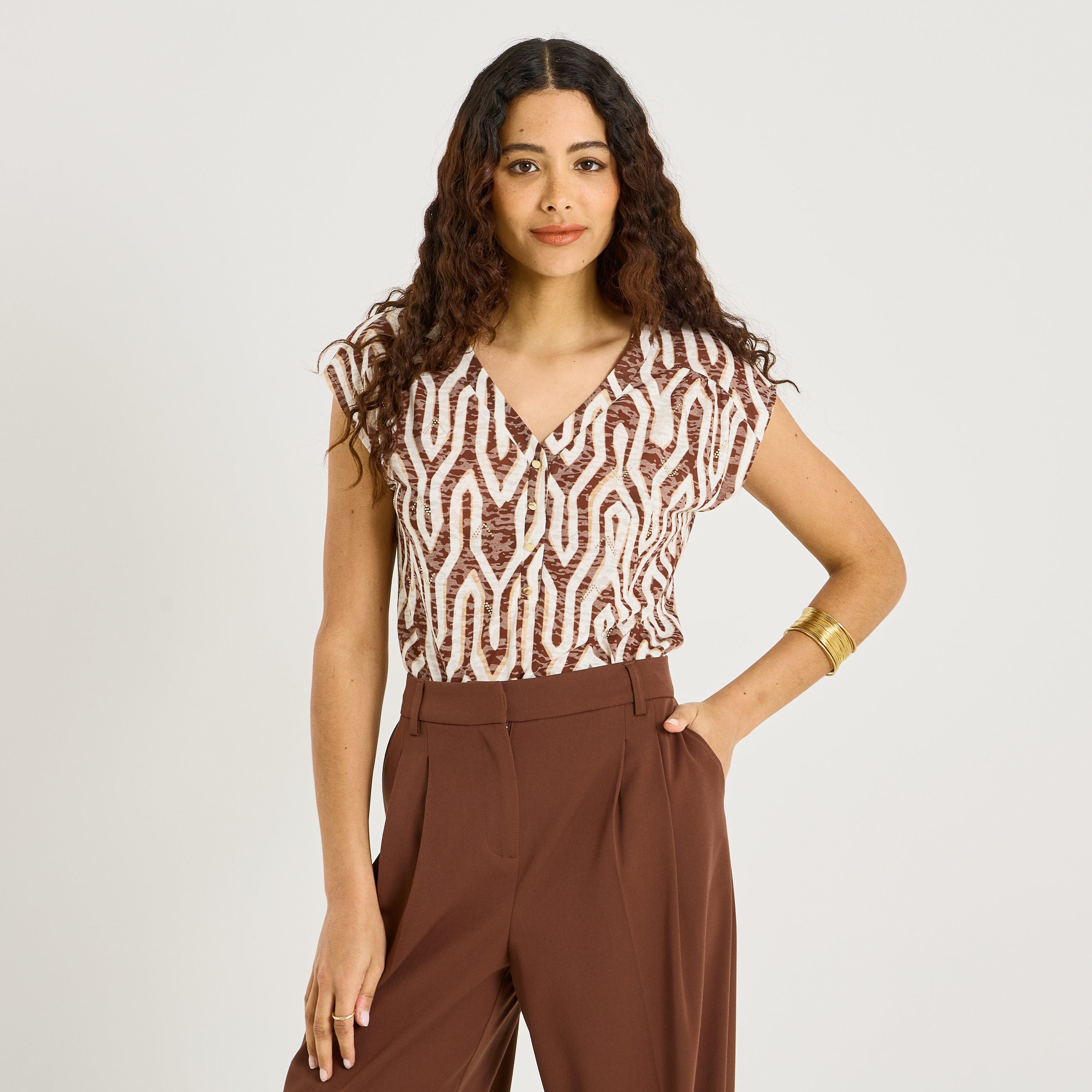 T-shirt imprim&eacute; manches courtes femme