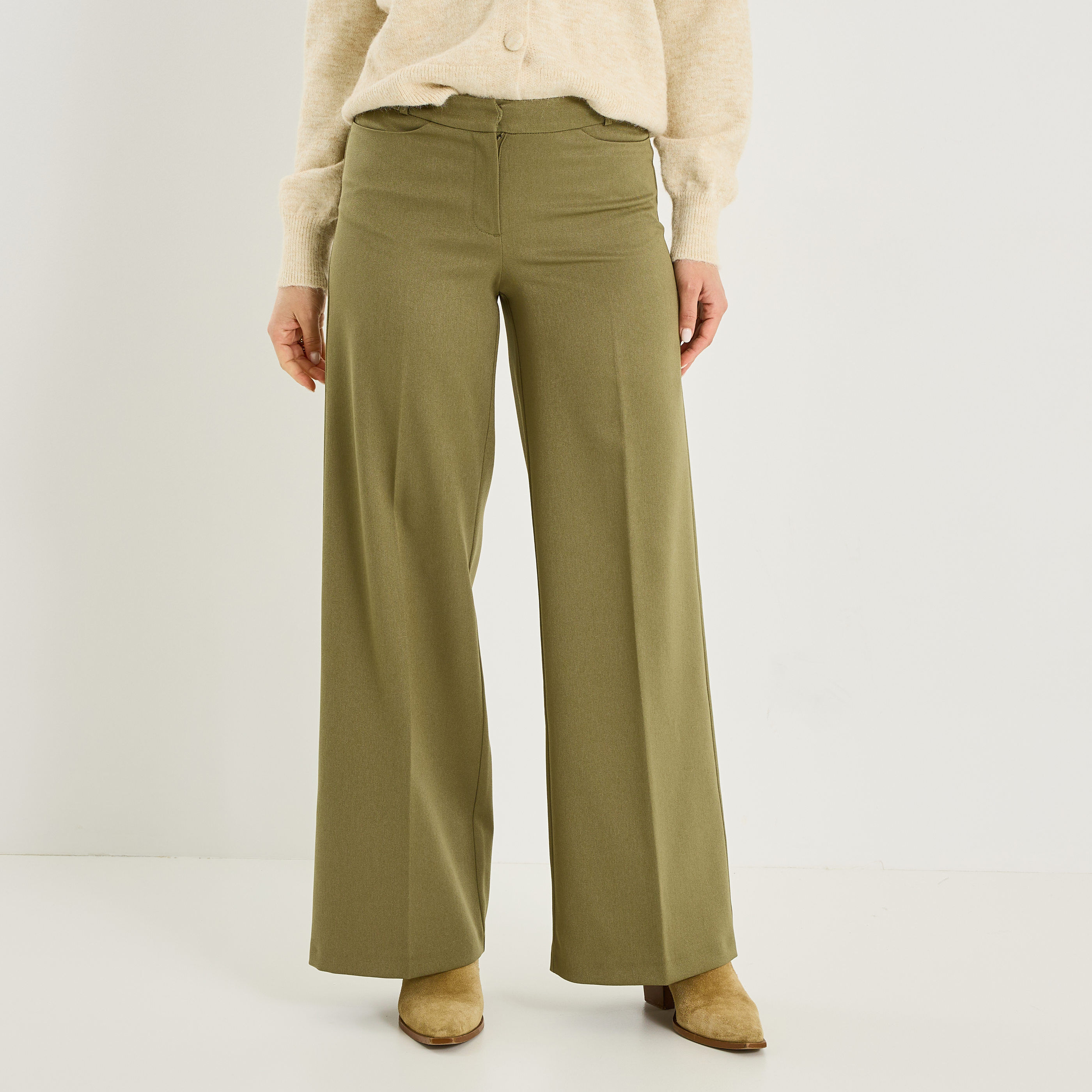 Pantalon tailleur large femme