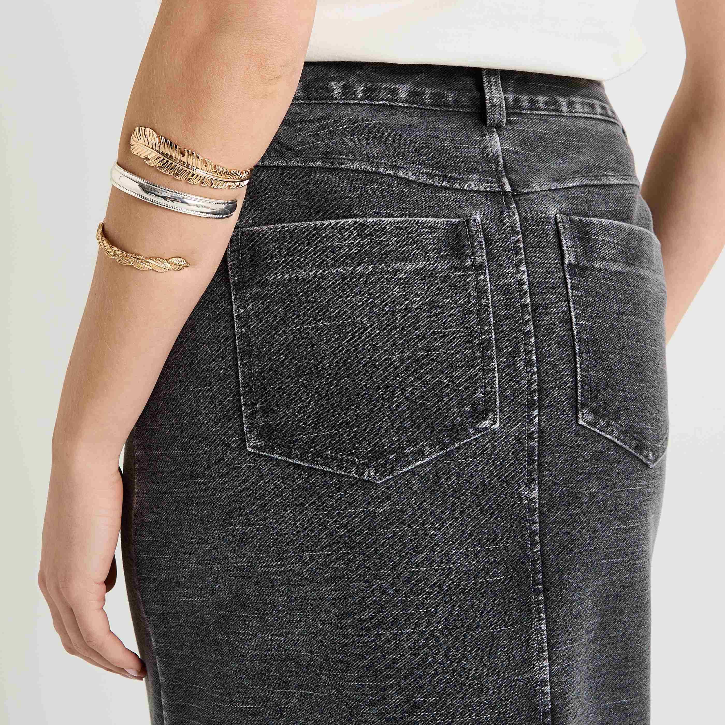 Jupe en maille effet denim femme