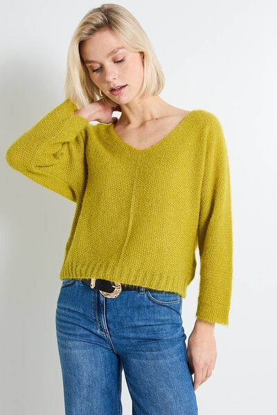 Pull col V femme