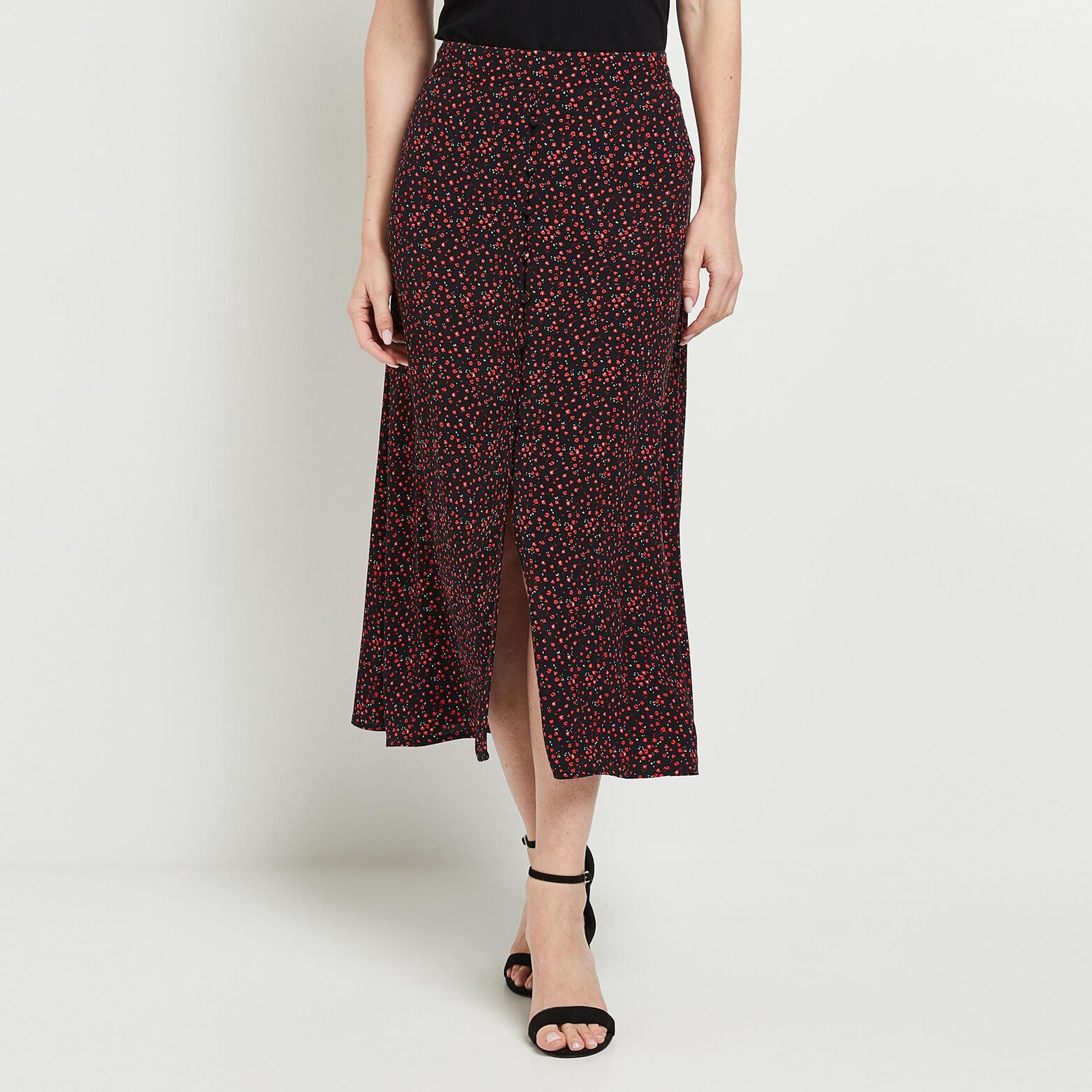 Jupe mi-longue fendue femme