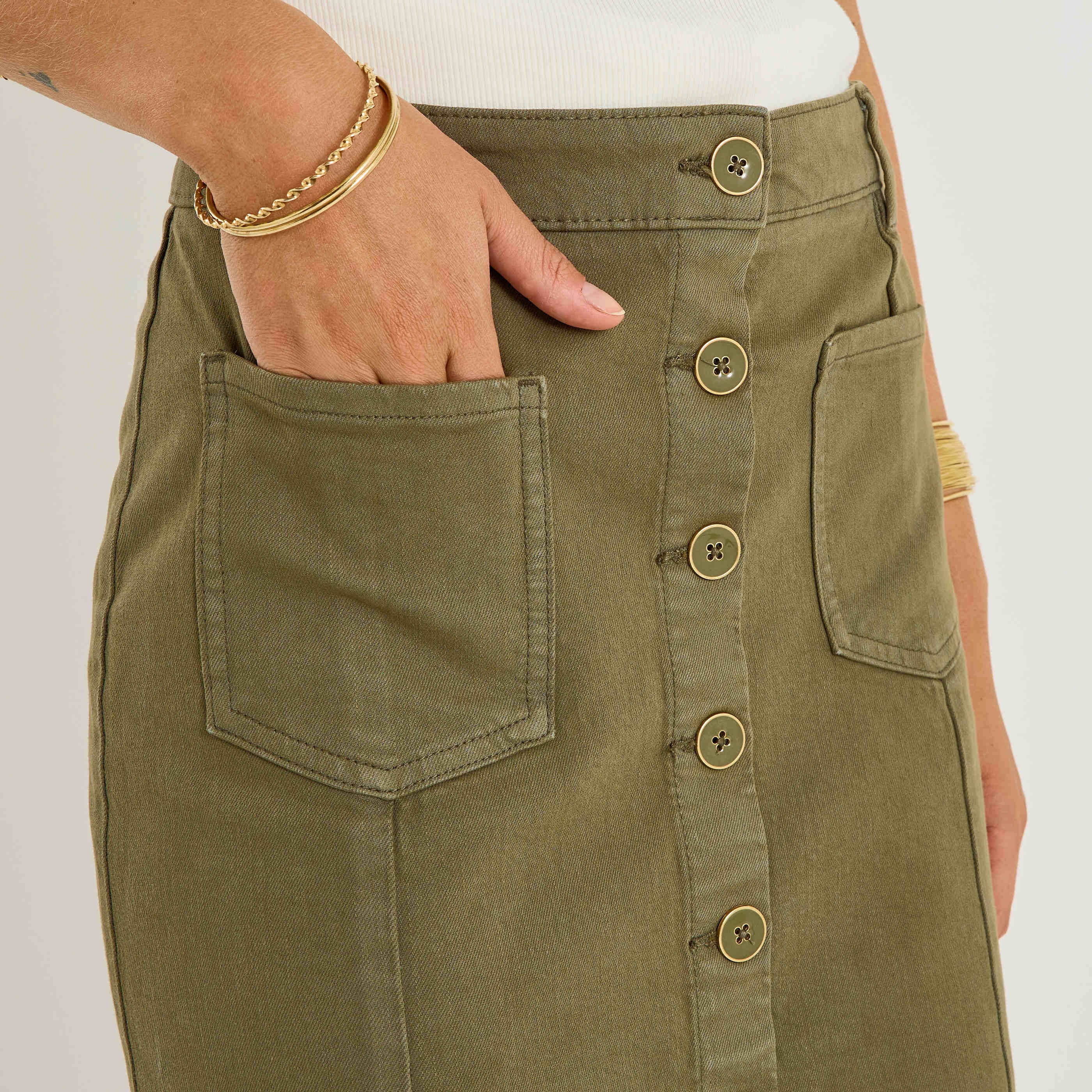 Jupe boutonn&eacute;e en jean 