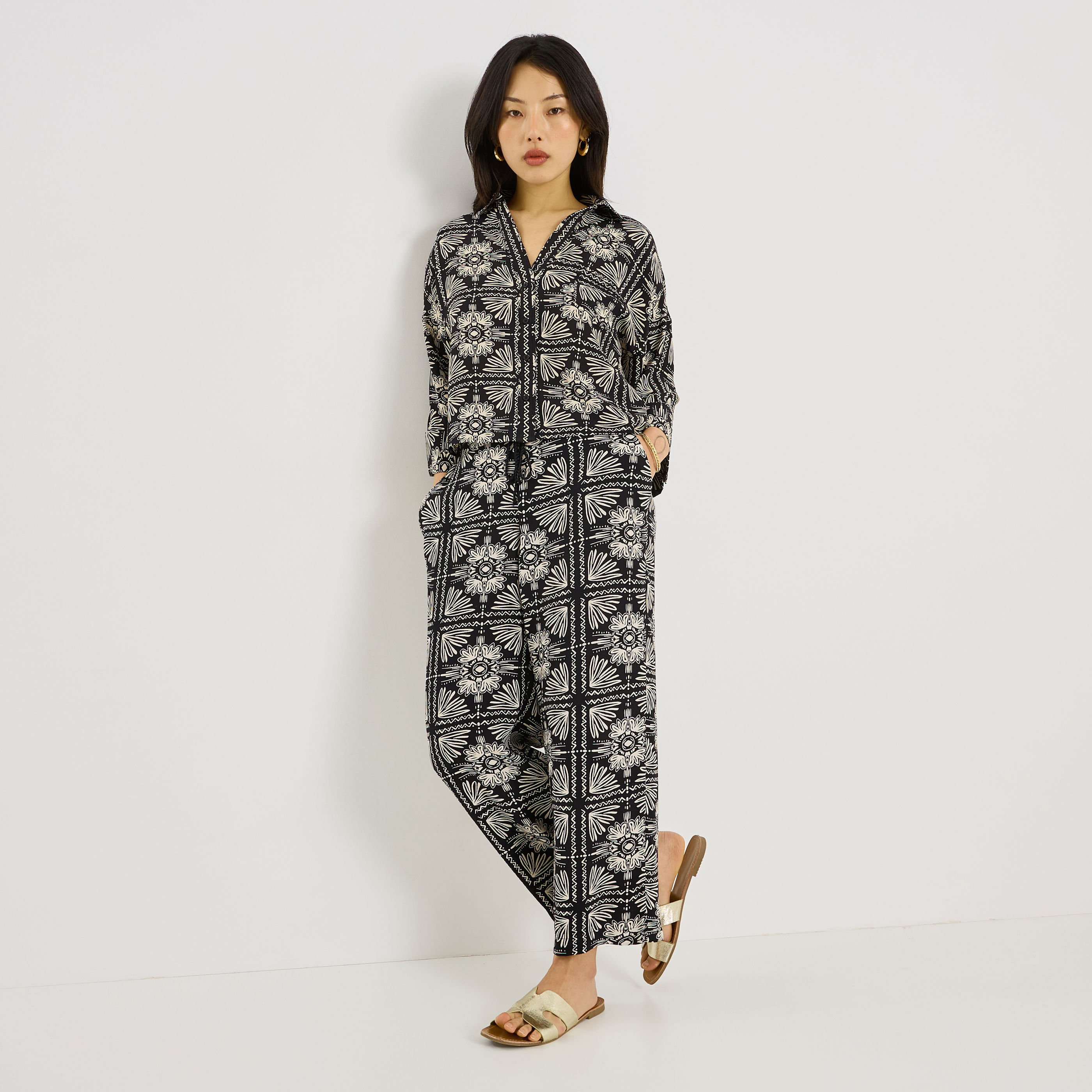 Chemise imprim&eacute; ethnique femme