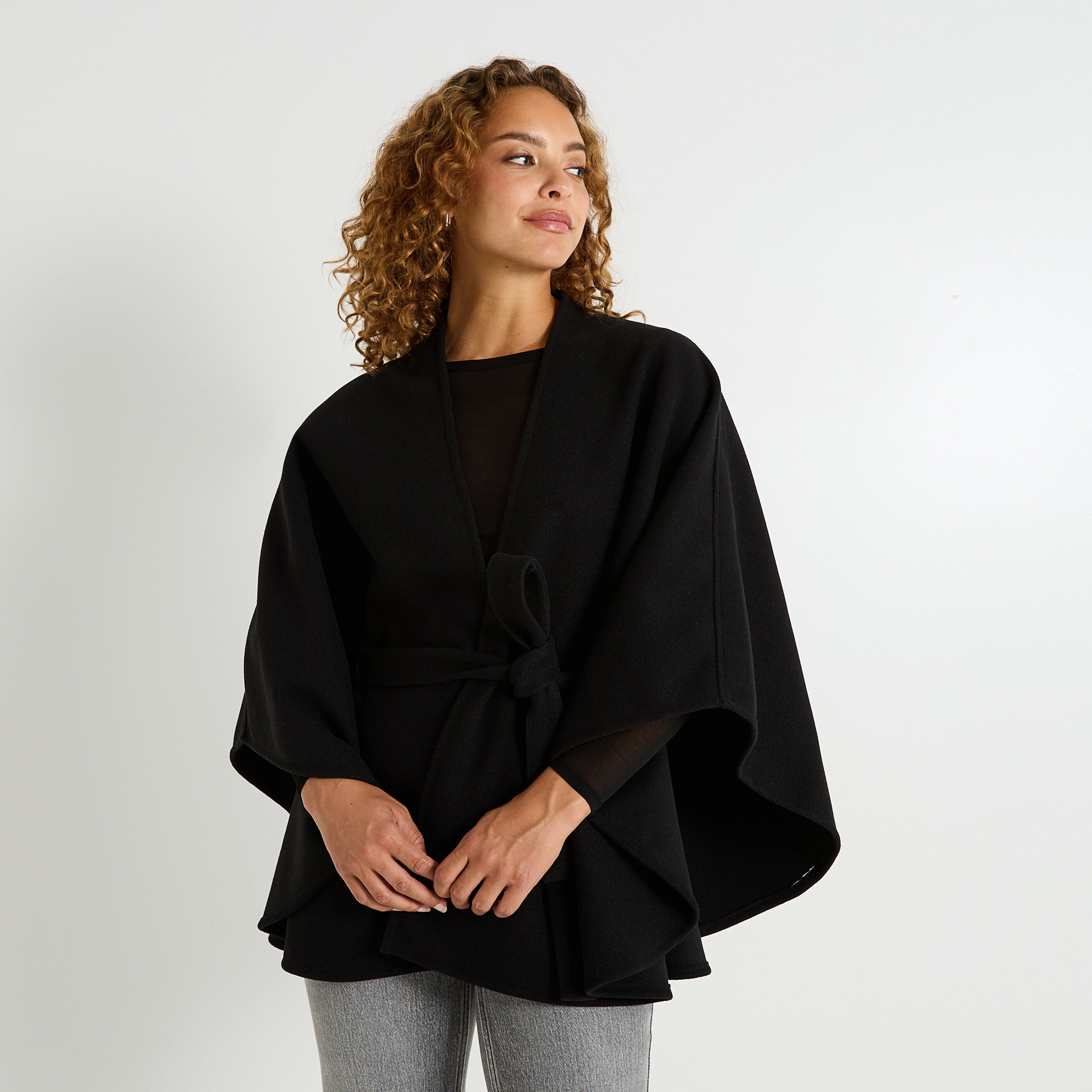 Poncho cape avec ceinture