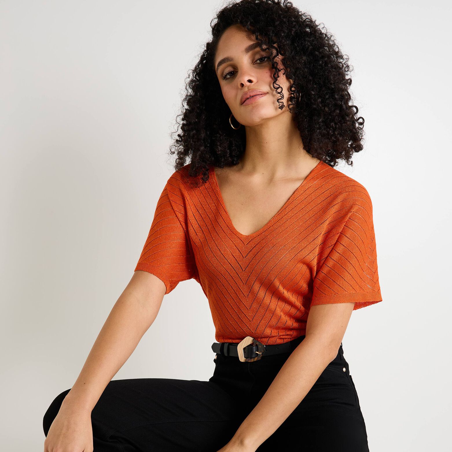 Pull manches courtes femme