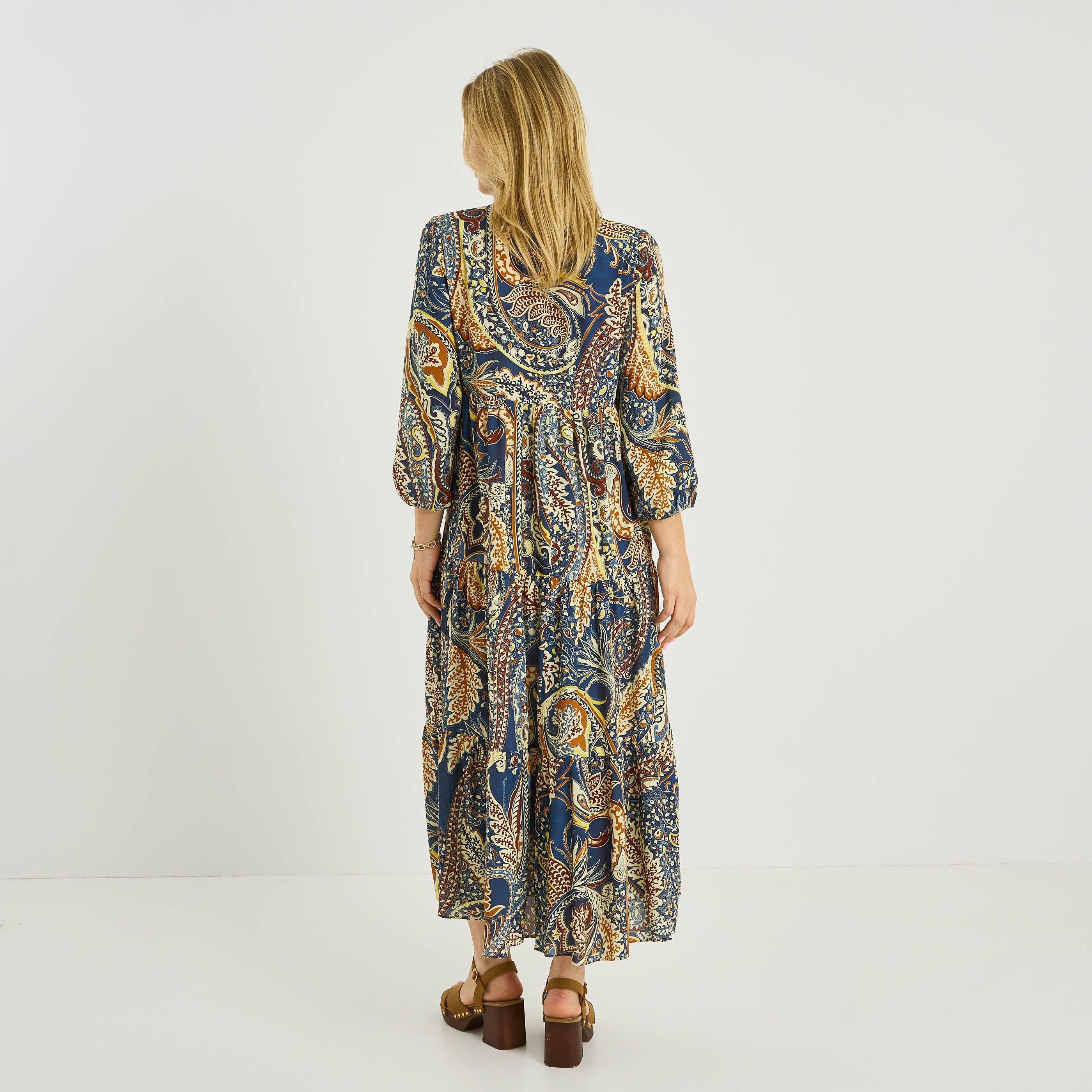 Robe boh&egrave;me longue &agrave; imprim&eacute; paisley