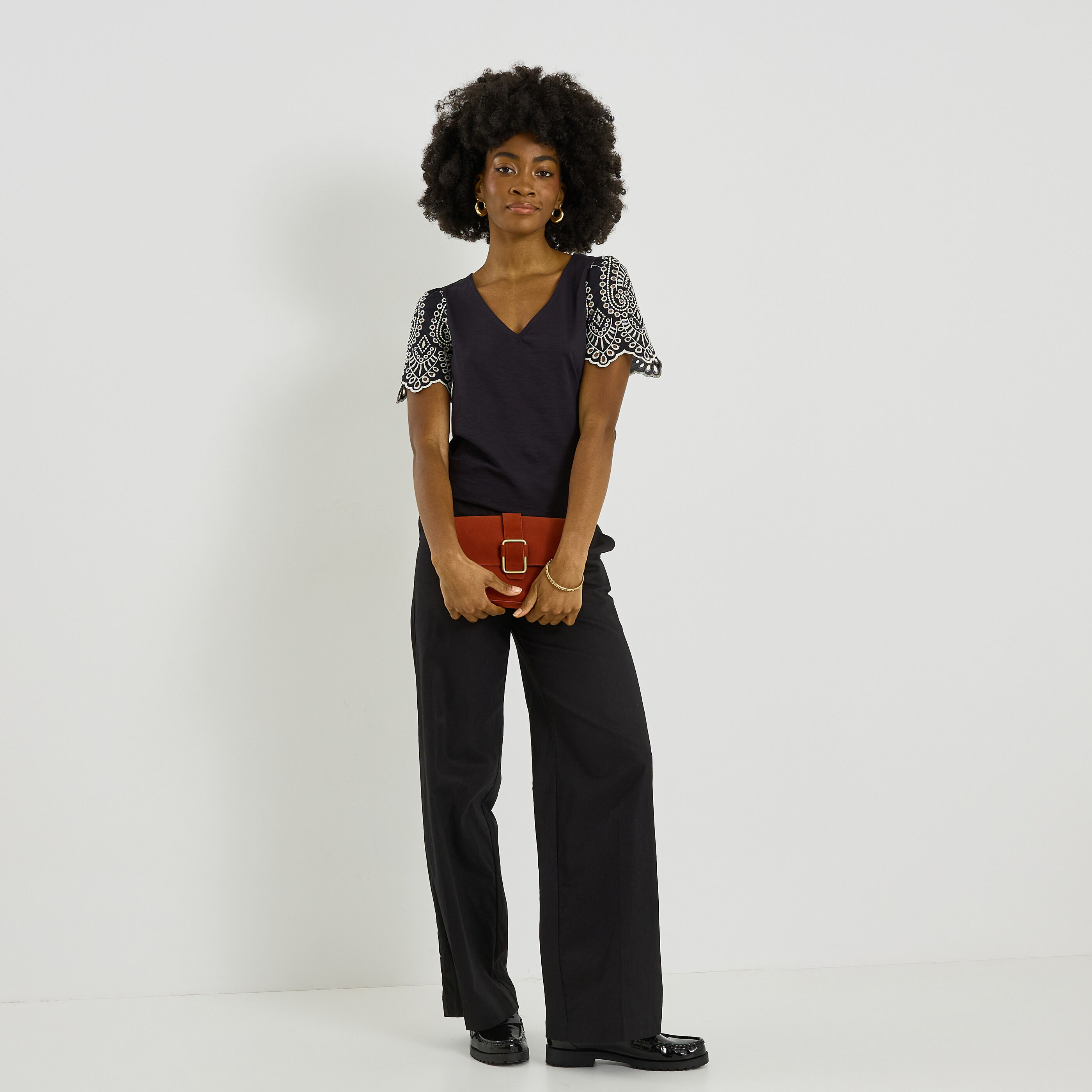 T-shirt manches volant&eacute;es femme