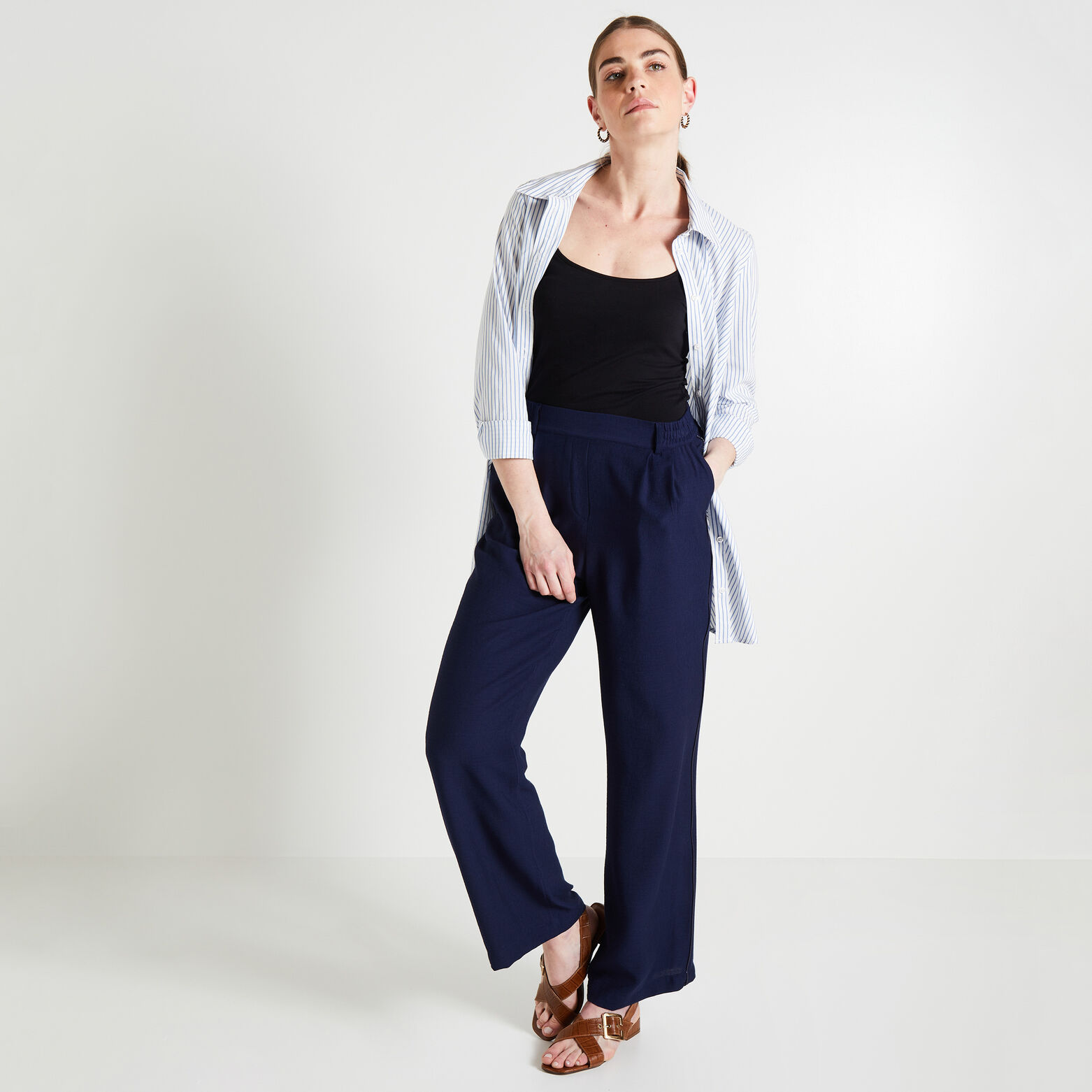 Pantalon à pince large femme