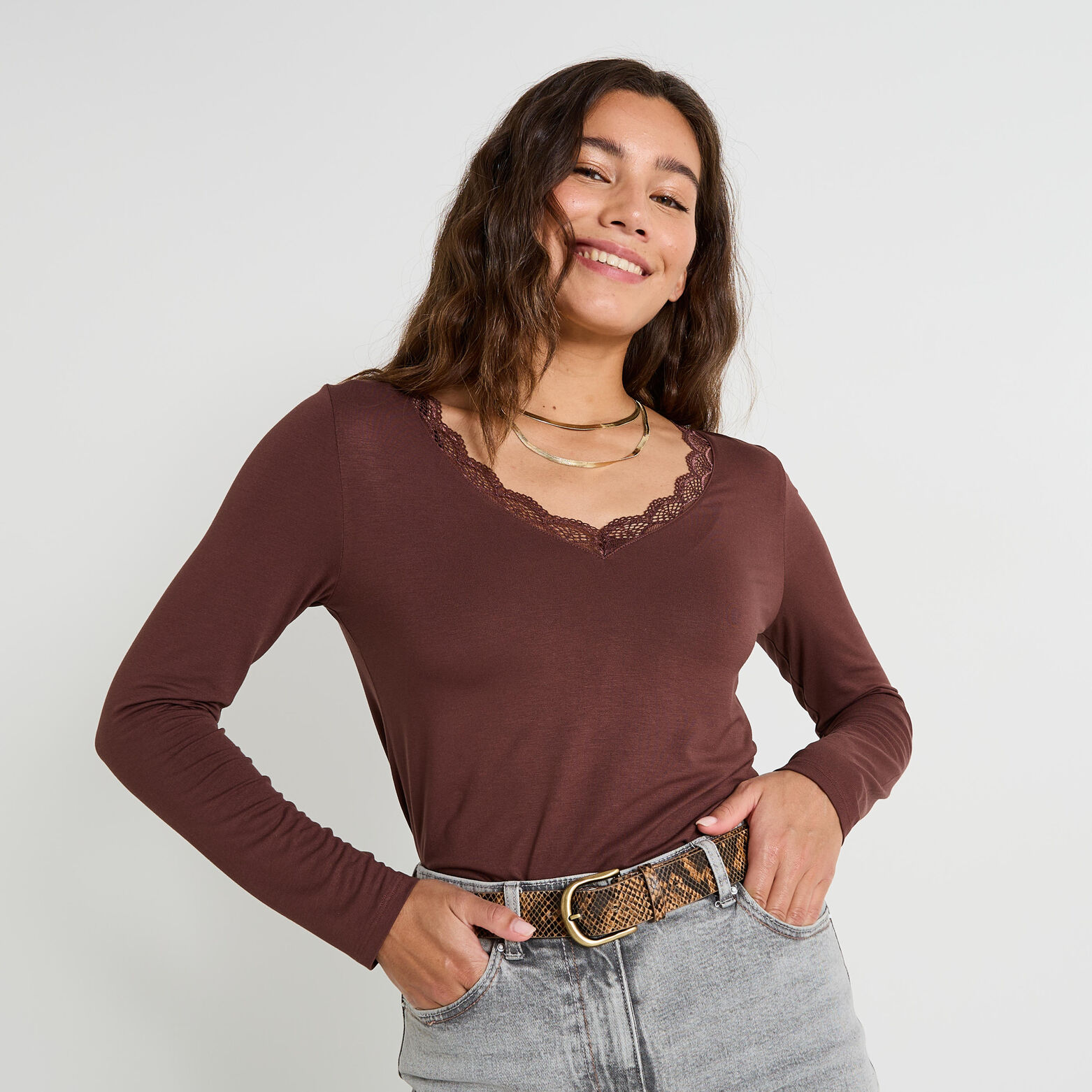 T-shirt col V femme