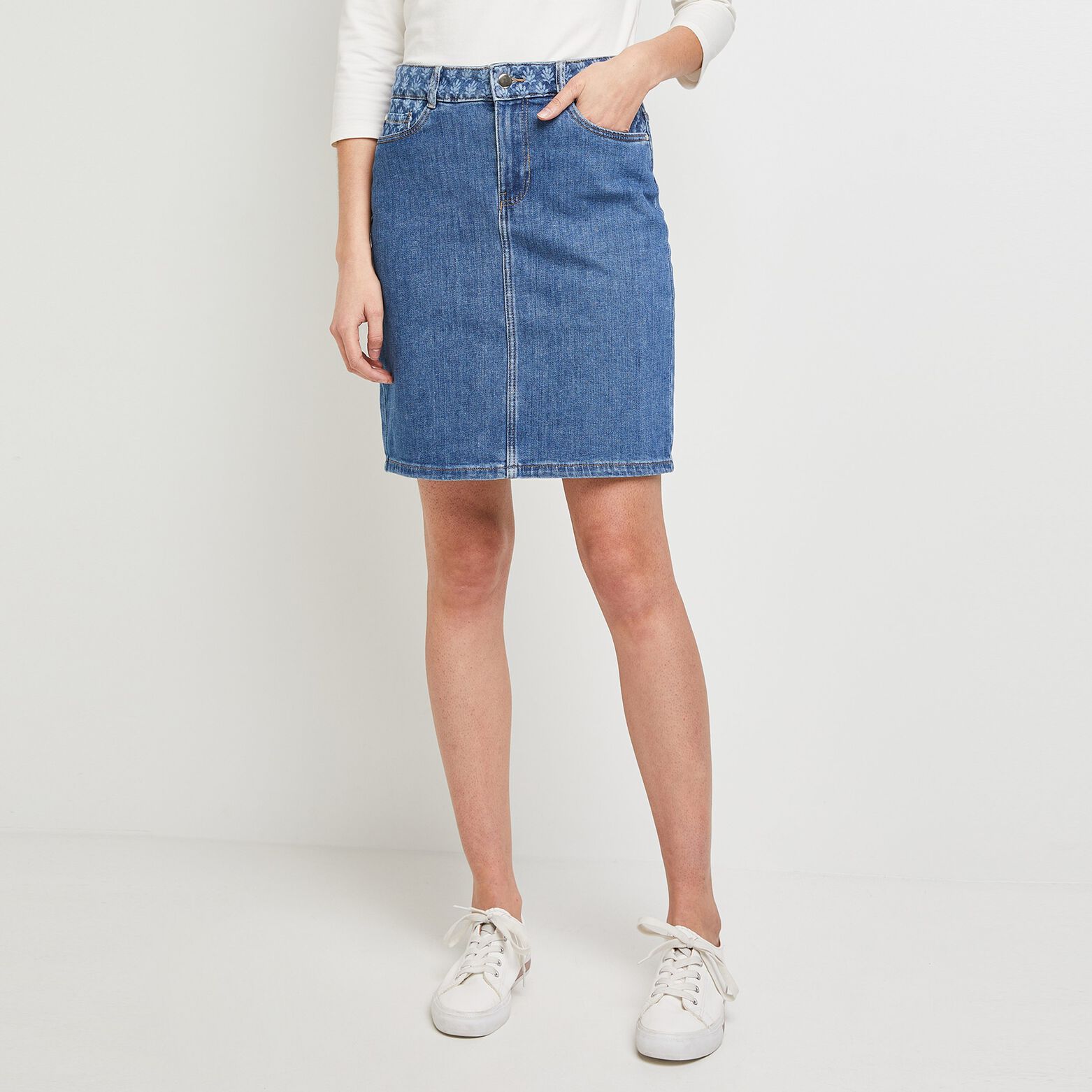 Jupe jean droite femme
