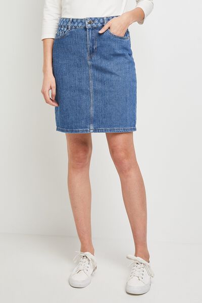 Jupe jean droite femme
