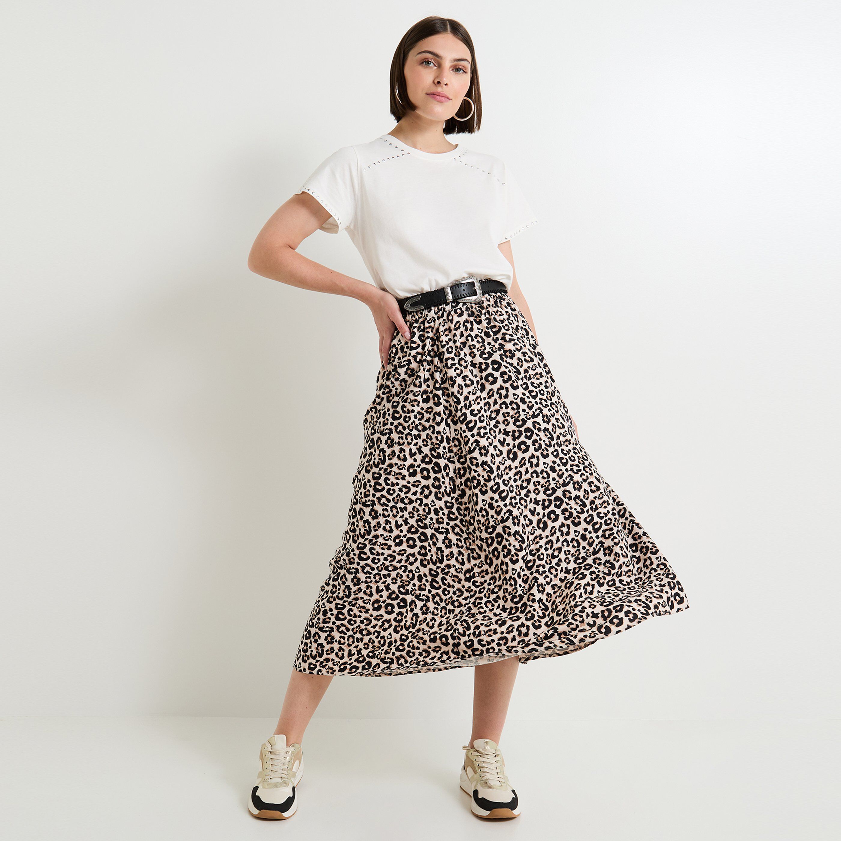 Jupe imprim&eacute; l&eacute;opard femme