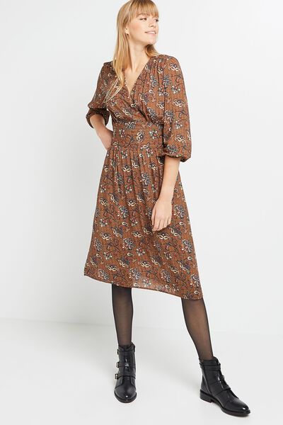 Robe mi longue imprimée femme