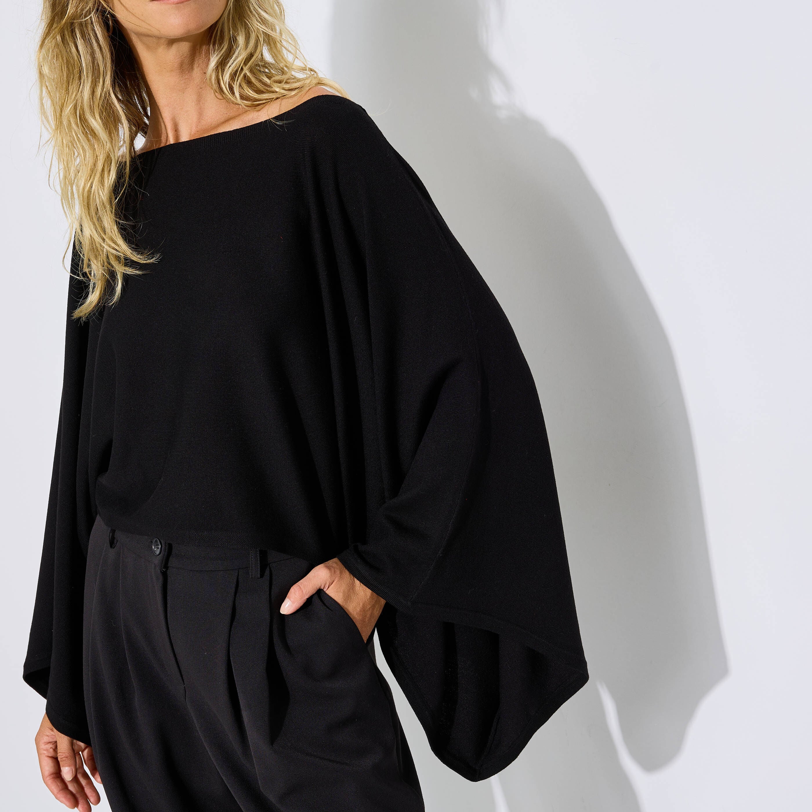 Pull cape col bateau femme