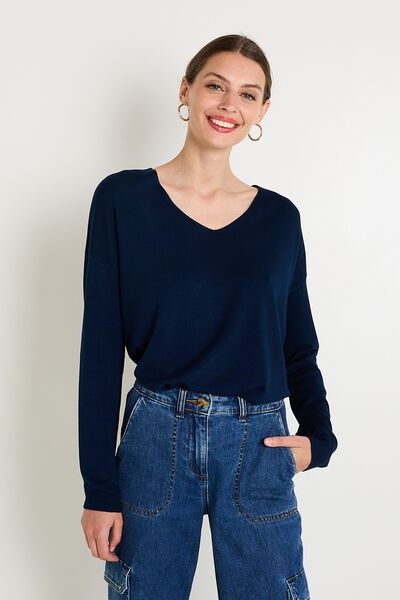 Pull col V femme