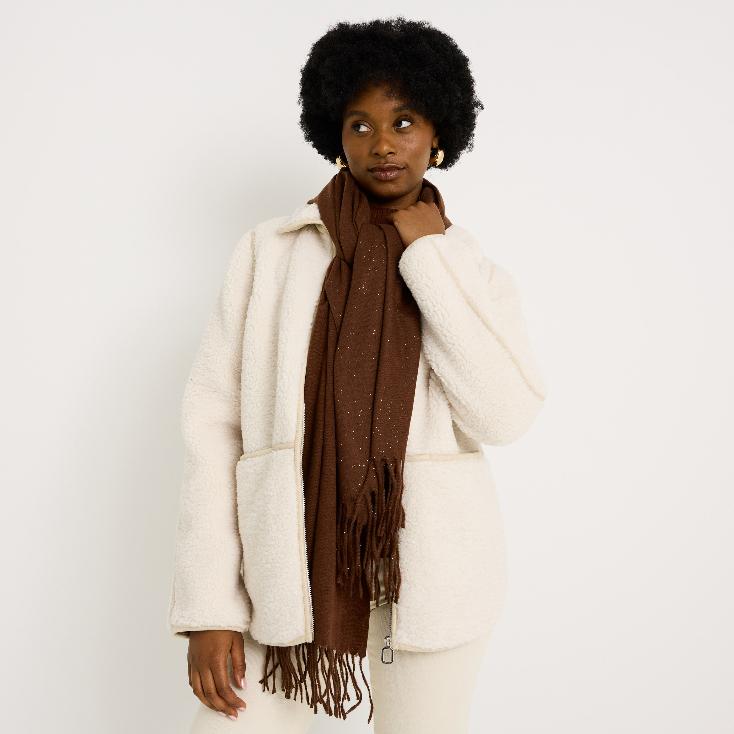 &Eacute;charpe unie avec paillettes femme