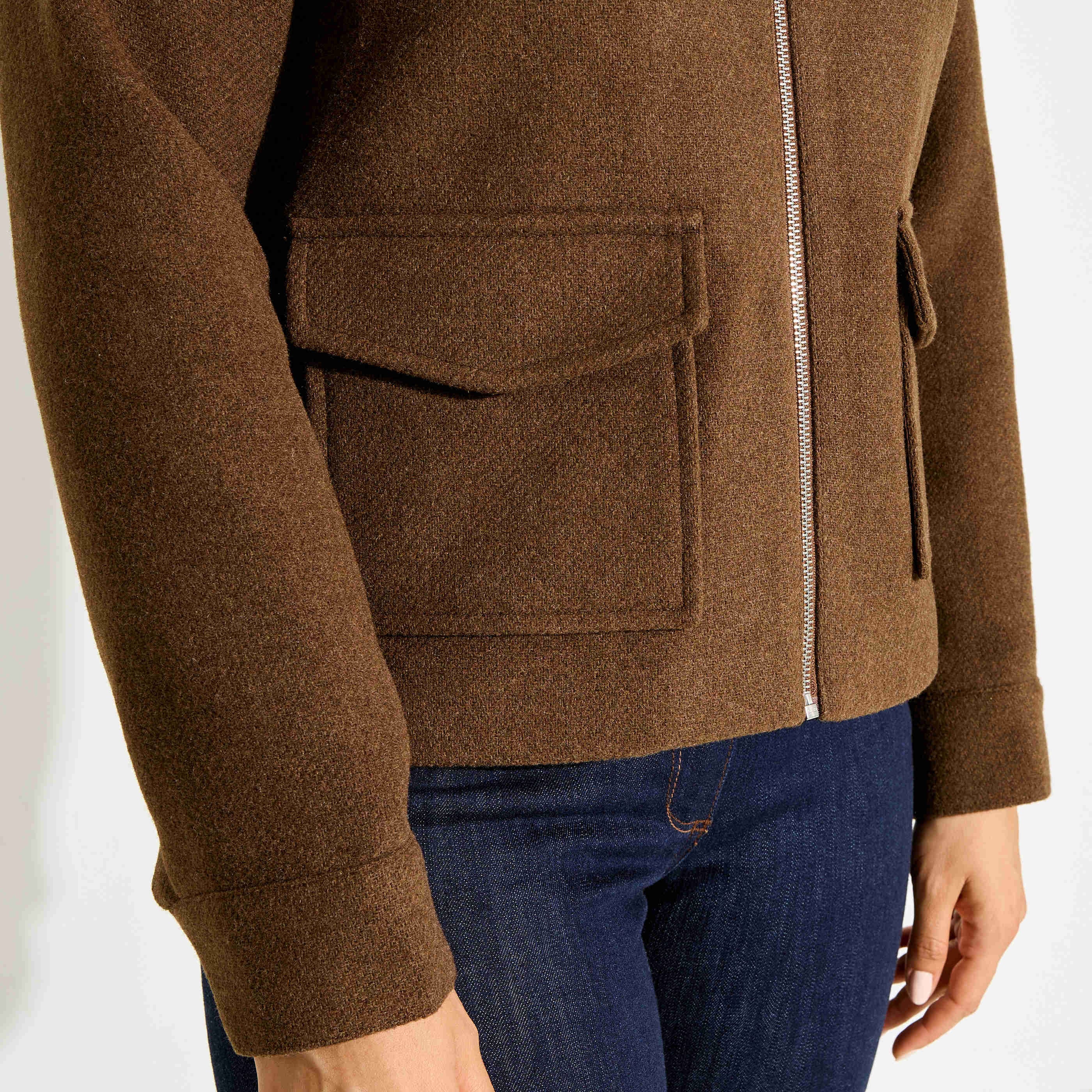 Manteau court zipp&eacute; femme