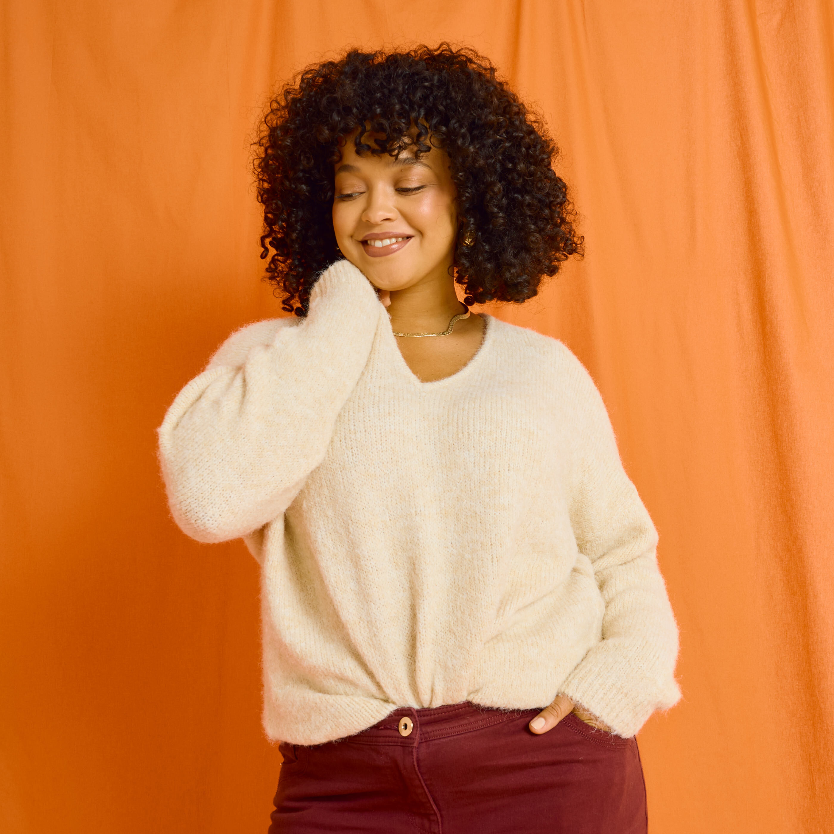 Pull imprim&eacute; color&eacute; femme