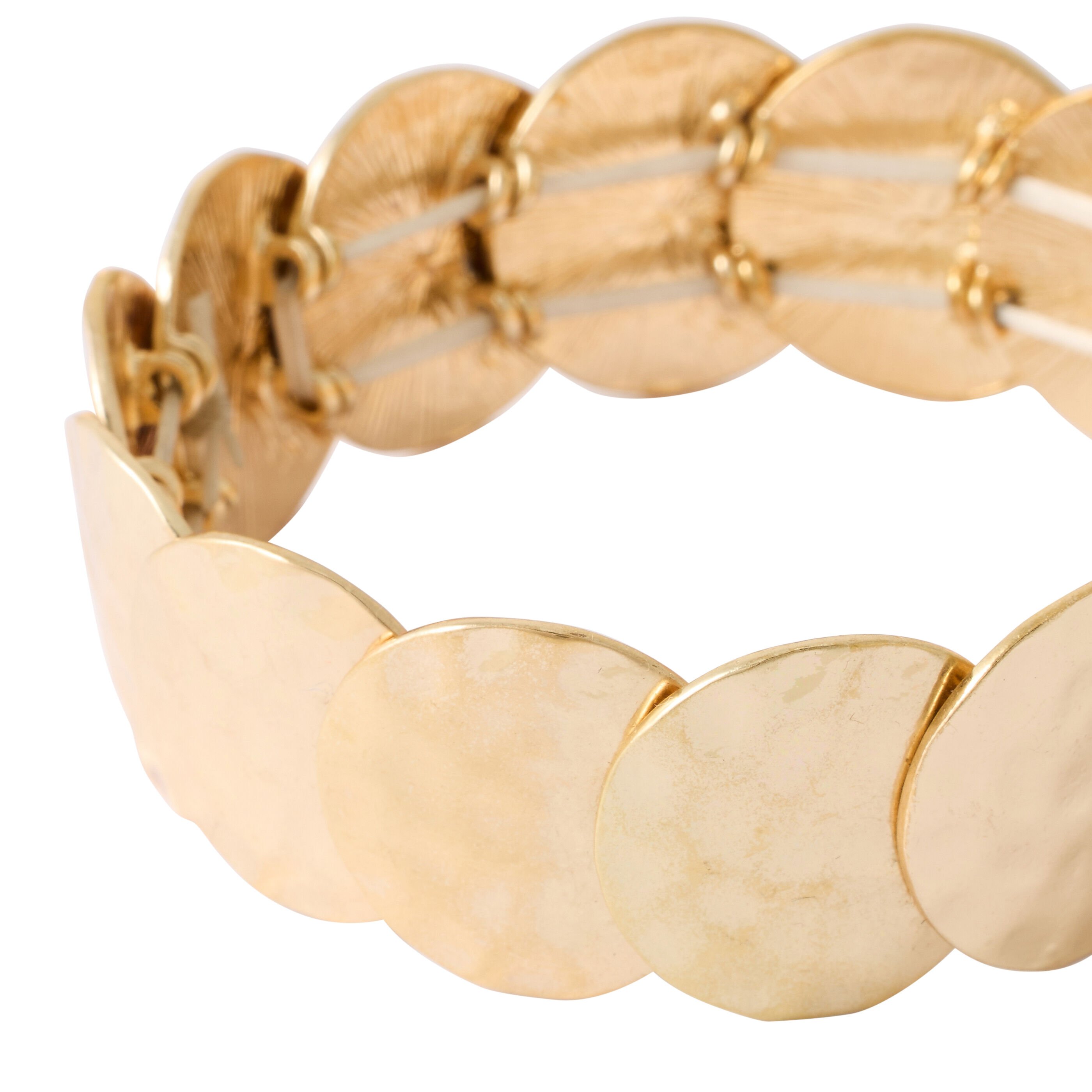 Bracelet m&eacute;dailles textur&eacute;es dor&eacute;es