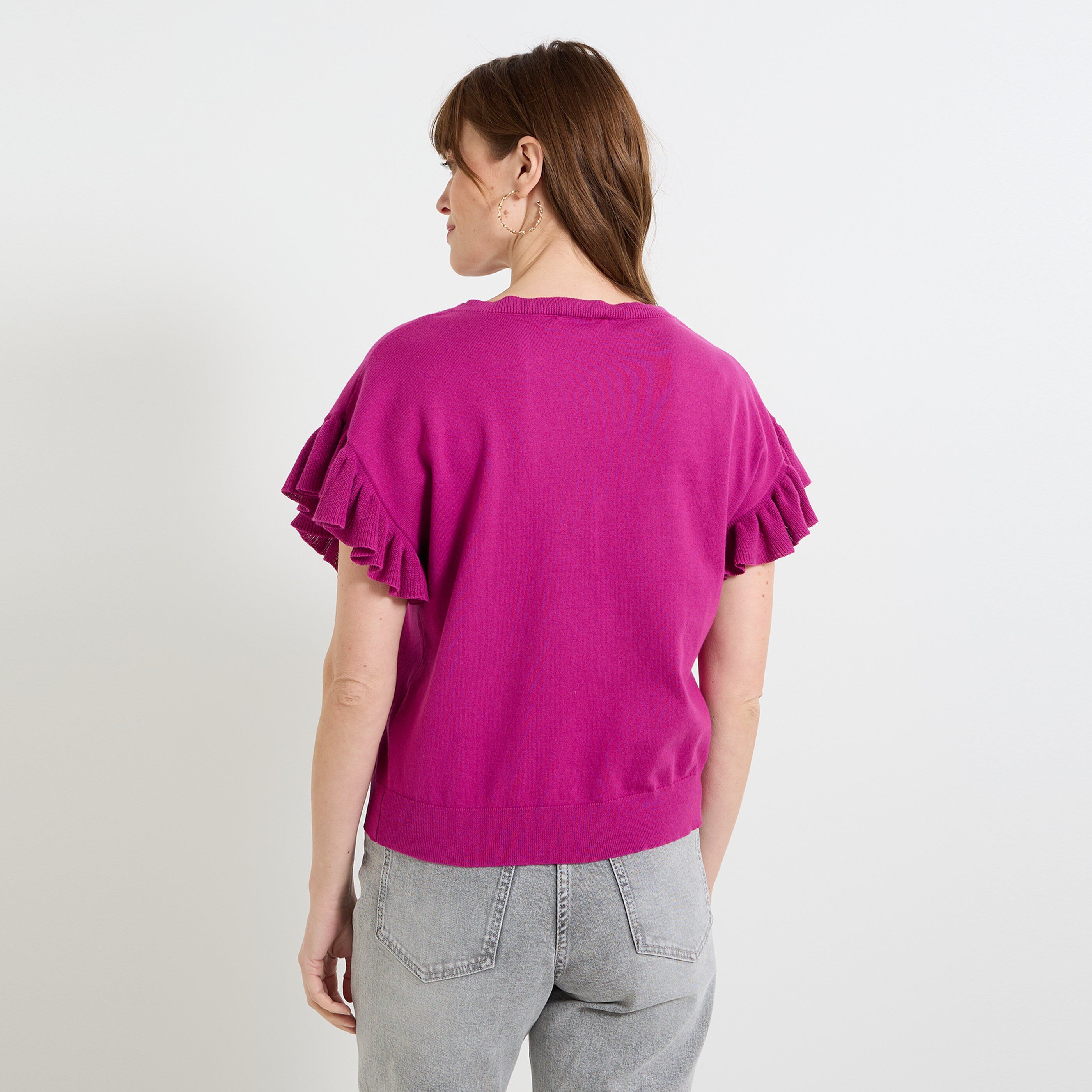 Pull &agrave; volants femme