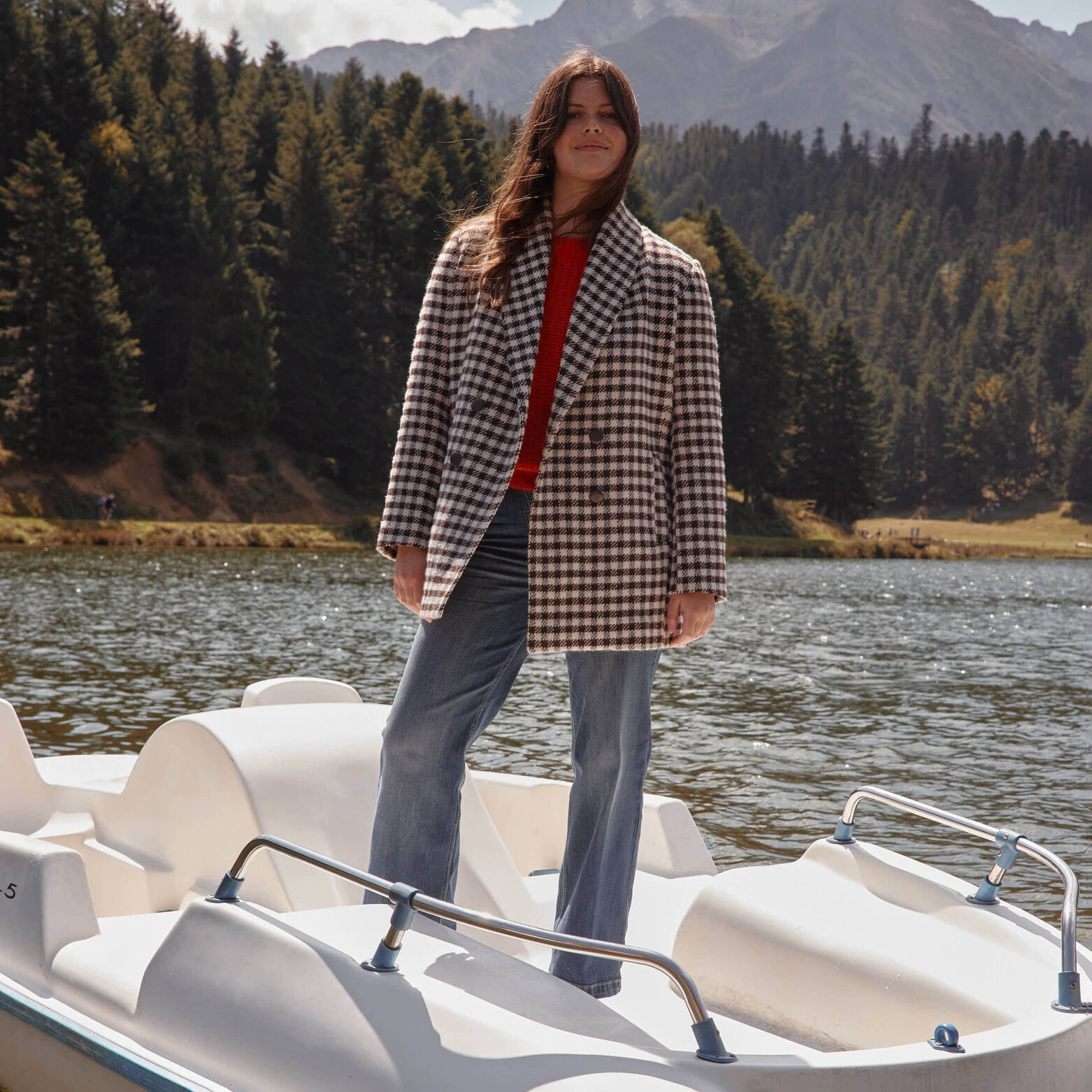 Manteau à carreaux femme