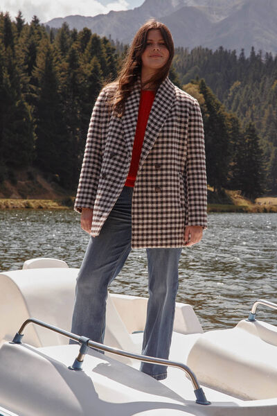 Manteau à carreaux femme