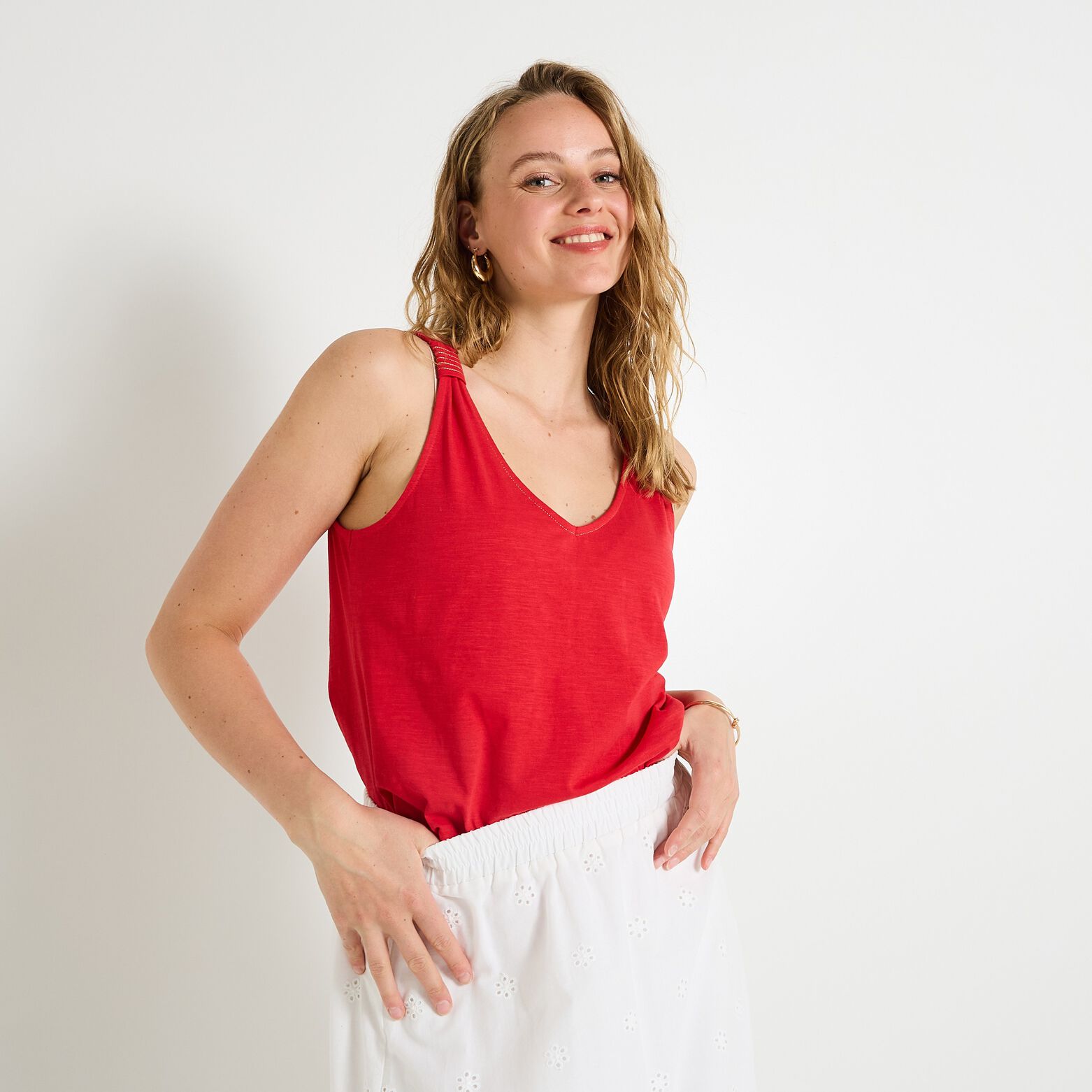 Débardeur col V femme