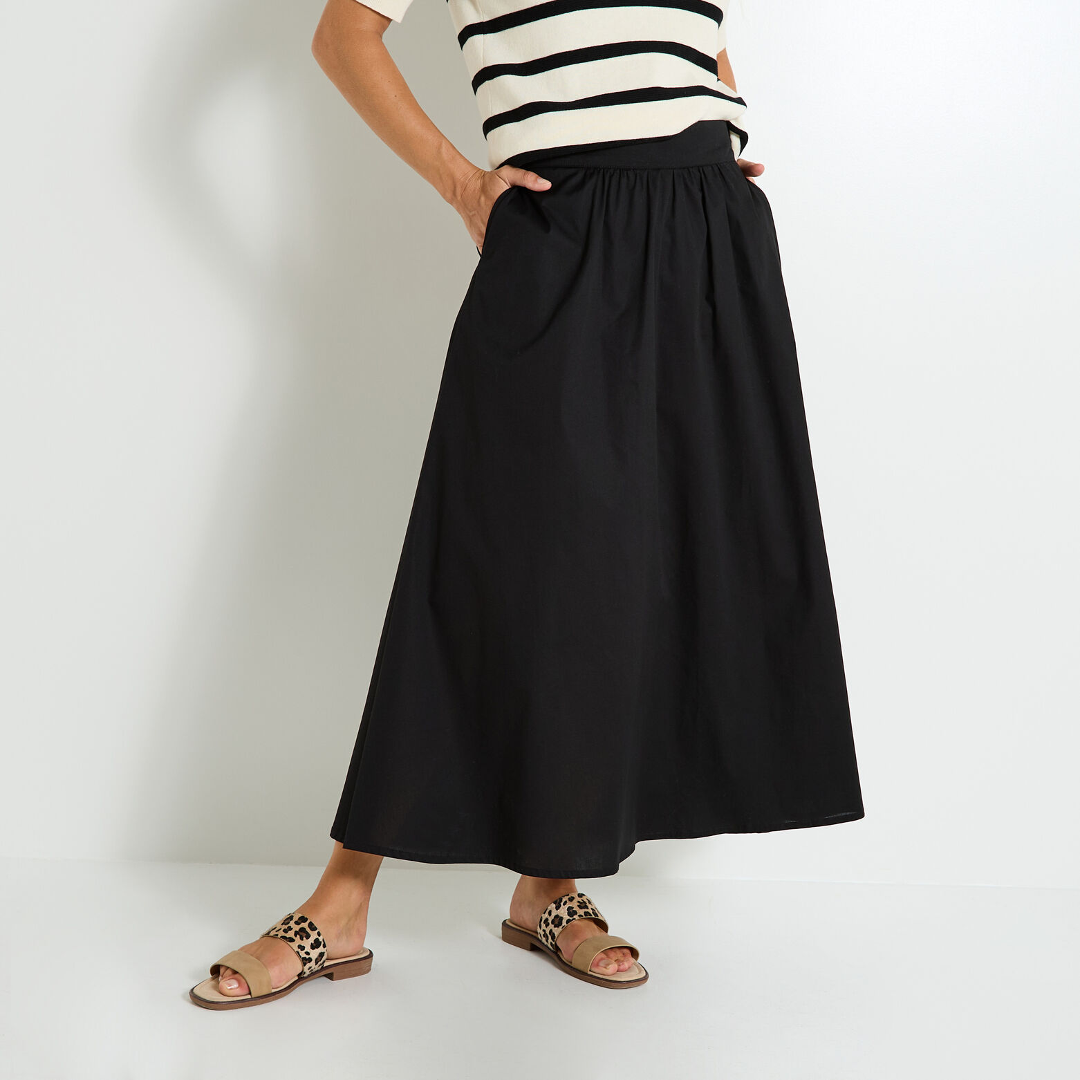 Jupe longue en popeline femme